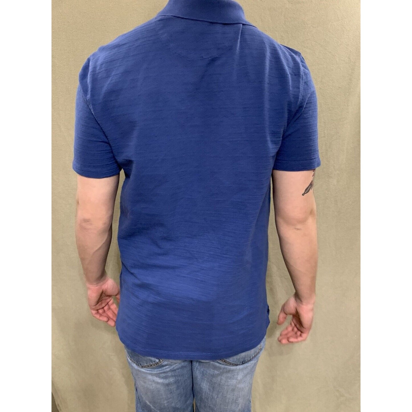Calvin Klein Men Polo Shirt Blue Size Medium Knit Stretch
