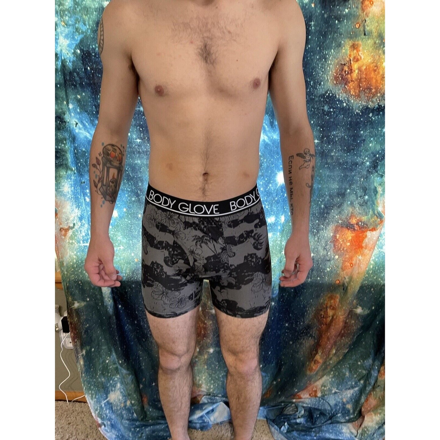 men's body glove black floral medium compression shorts New And Unworn