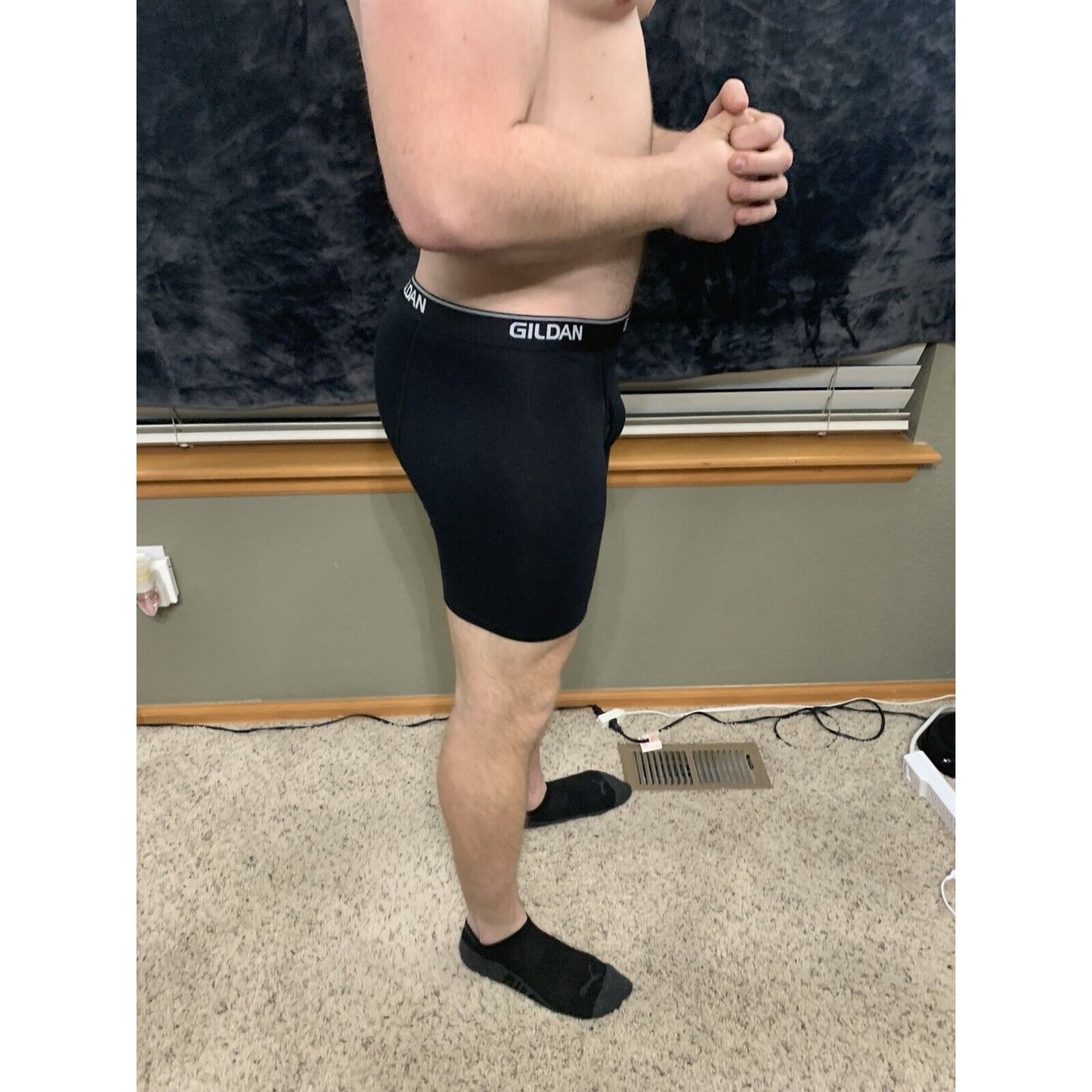 Gildan Black Boxer Briefs Spandex/cotton/poly Blend Large