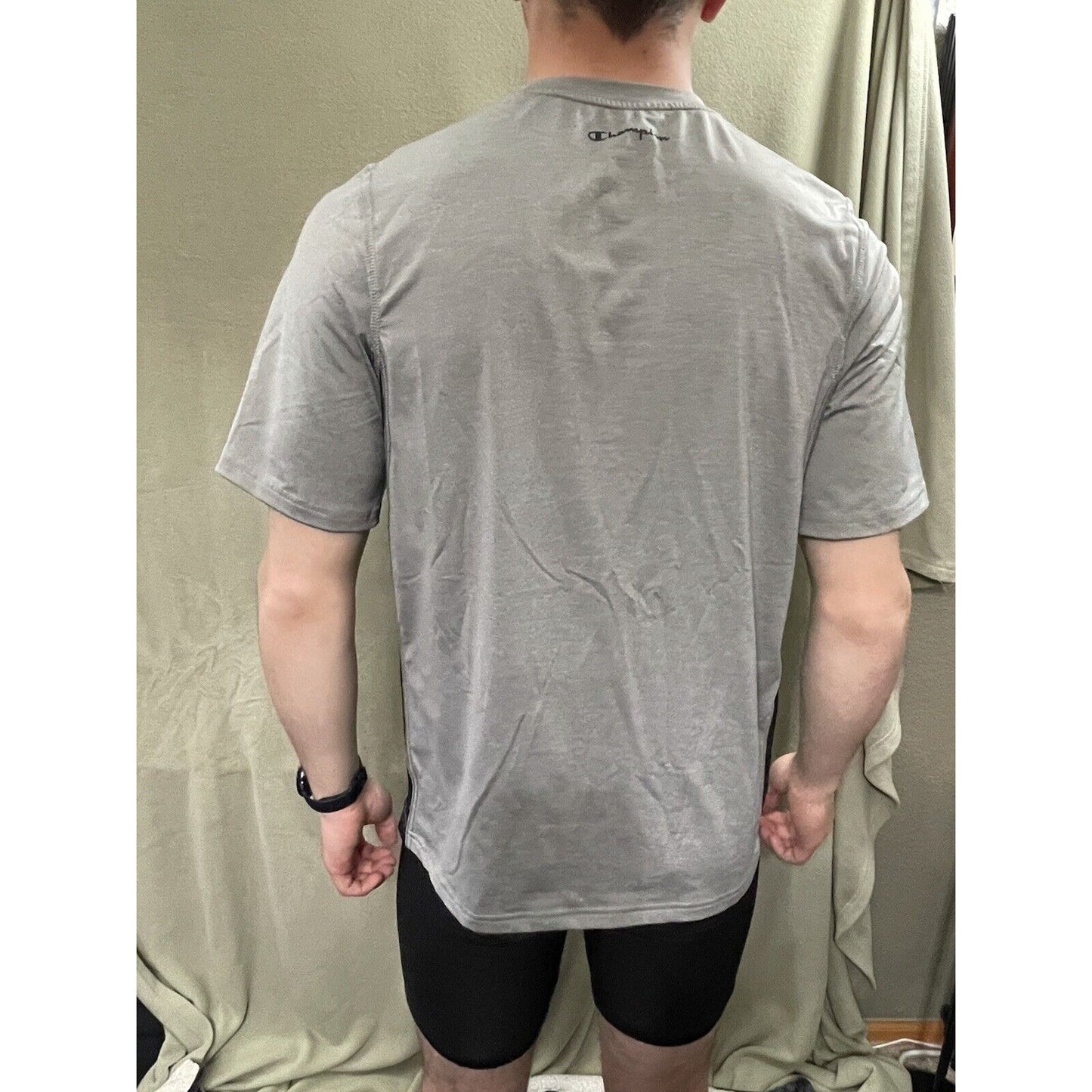 Champion Brand Medium Power Flex Power Train Athletic Casual Short Sleeve Gray