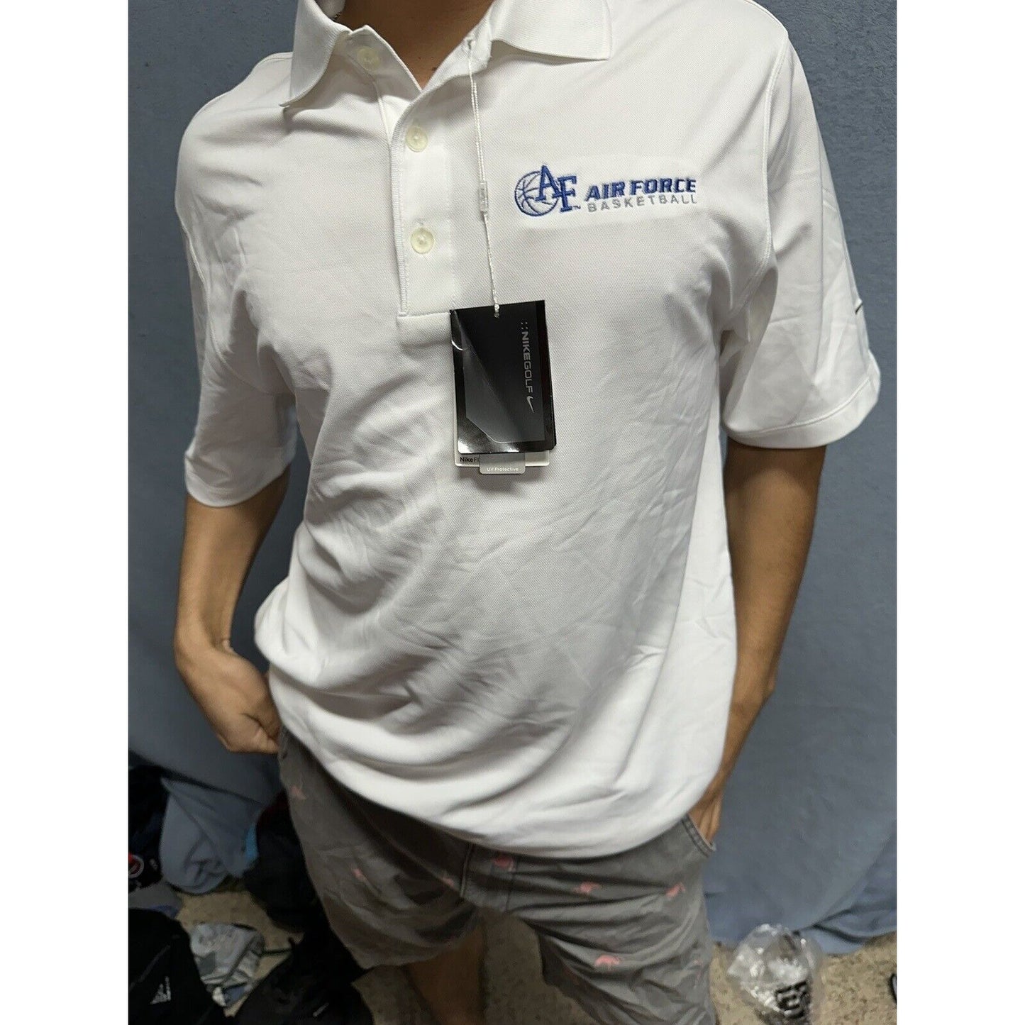 Men’s Nike Golf White Polo Air Force Basketball Shirt Medium