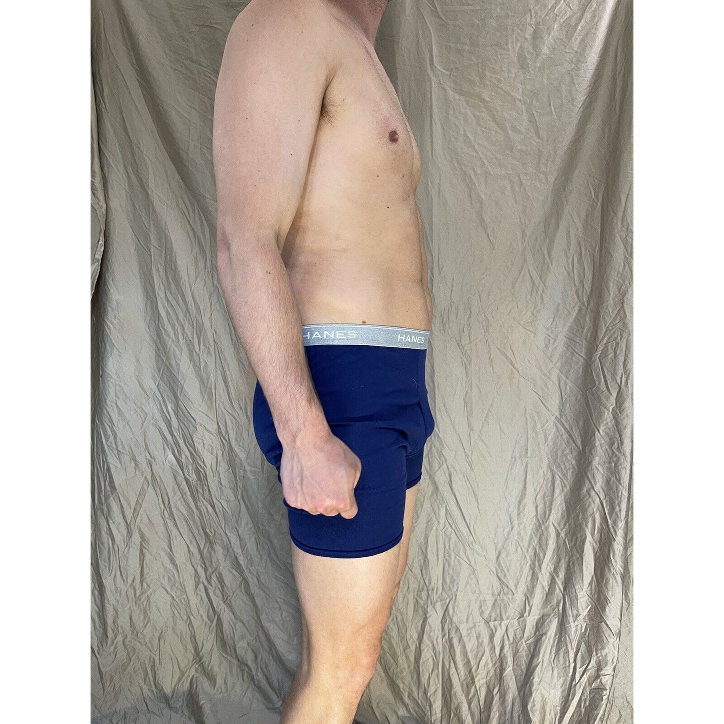 men's hanes blue boxer brief comfort flex large
