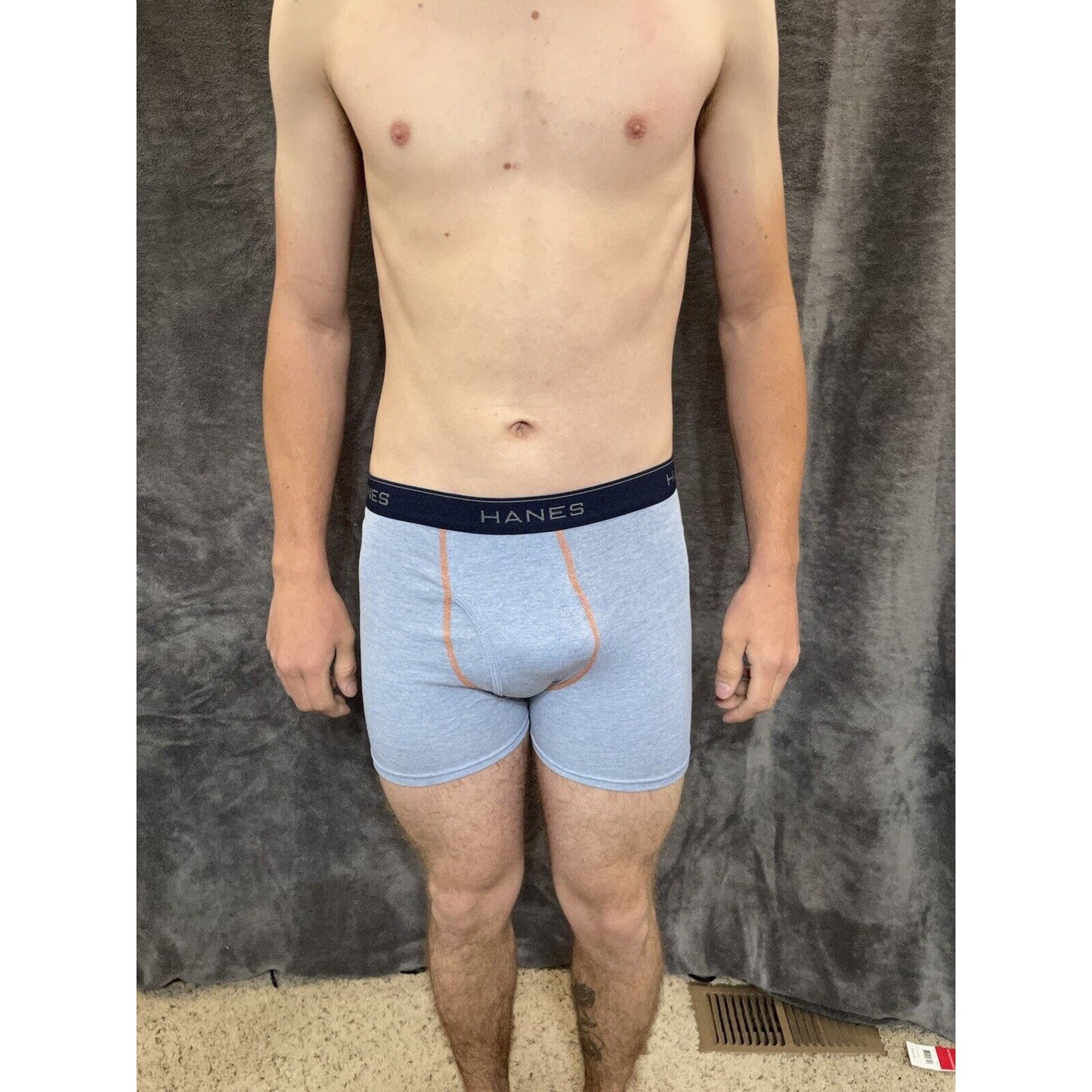boy's Hanes youth XL Light Blue With Orange boxer brief