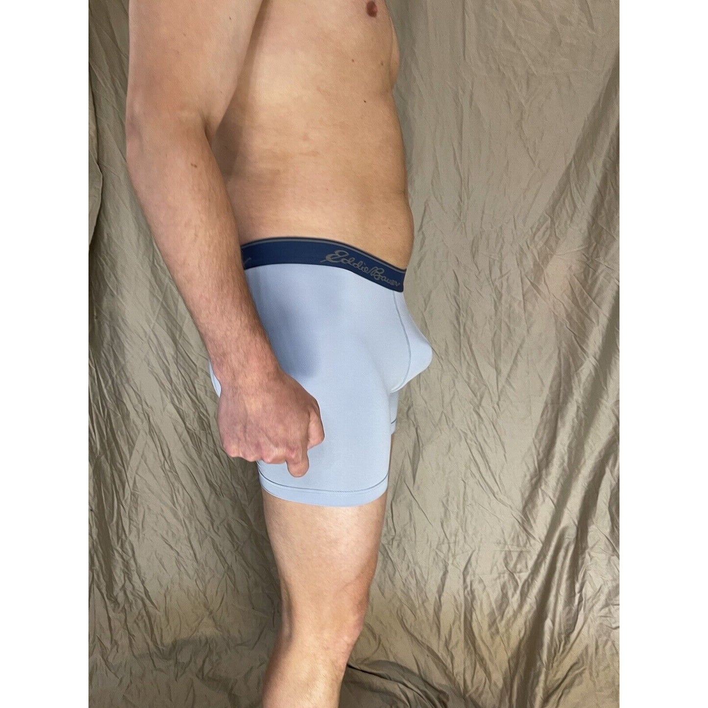 men's eddie bauer medium compression shorts 8% spandex Light Gray