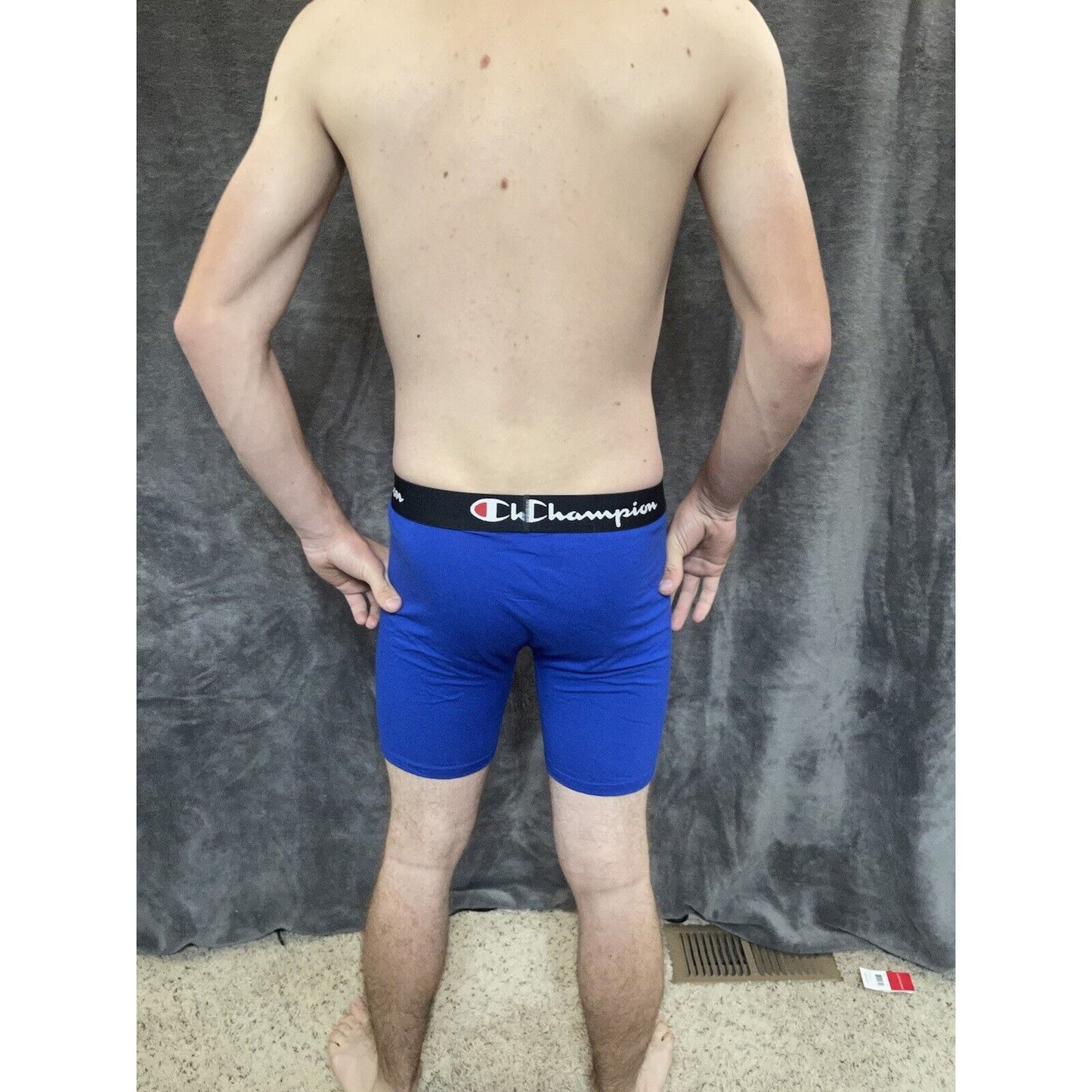 men's medium royal blue champion boxer brief 5% spandex