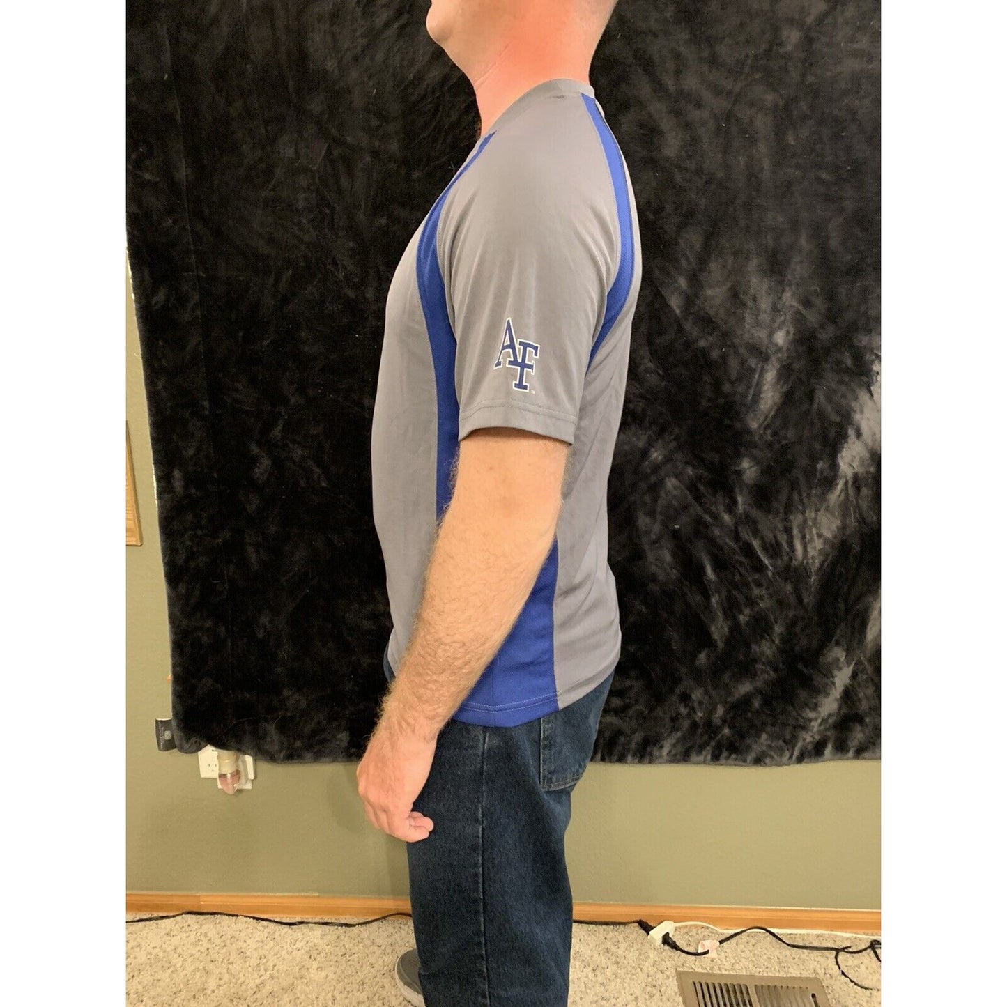 Air Force AF Workout Shirt Campus Heritage Grey And Blue Medium