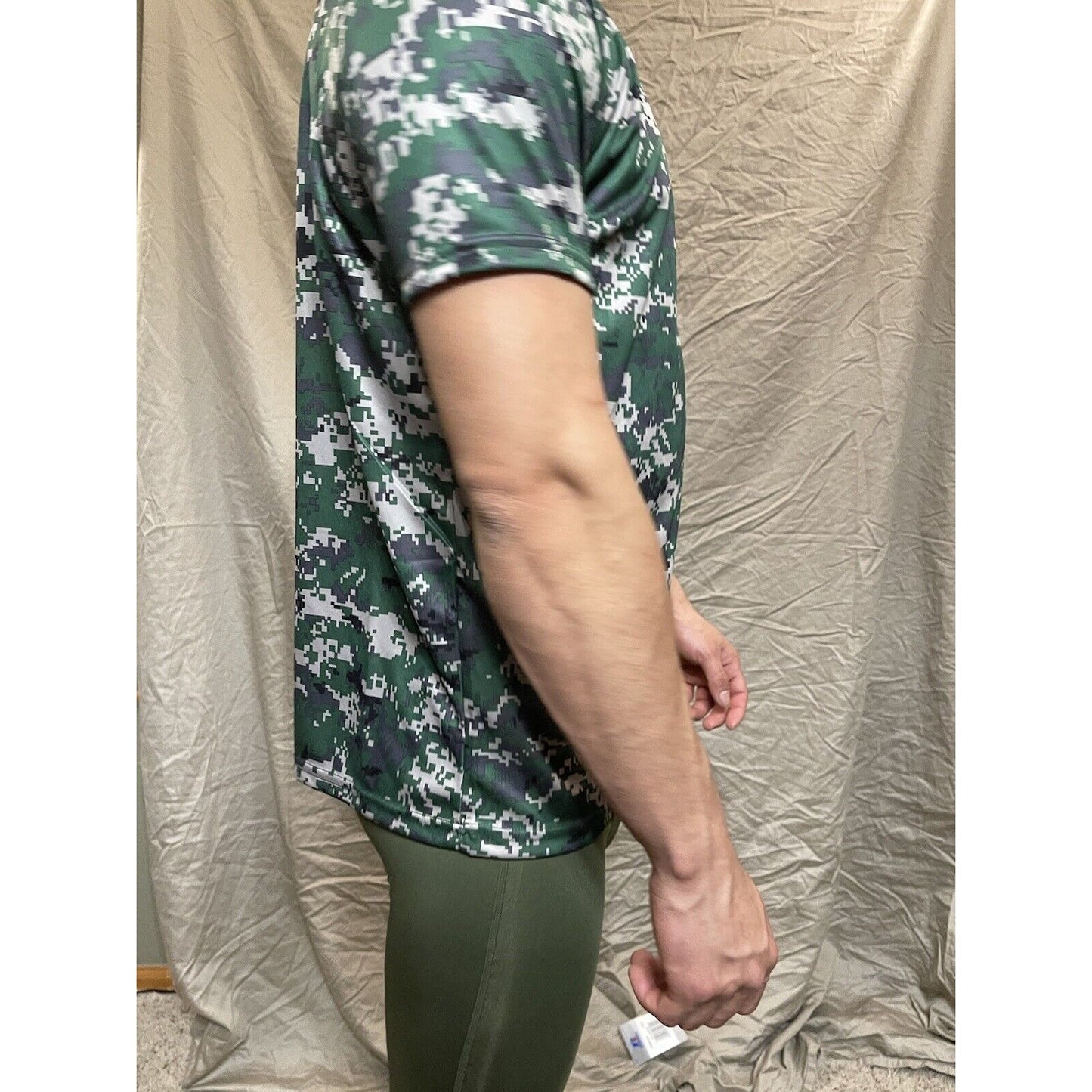 Boy's Youth Large Digi Camo Alleson Athletic Green Compression Workout Shirt