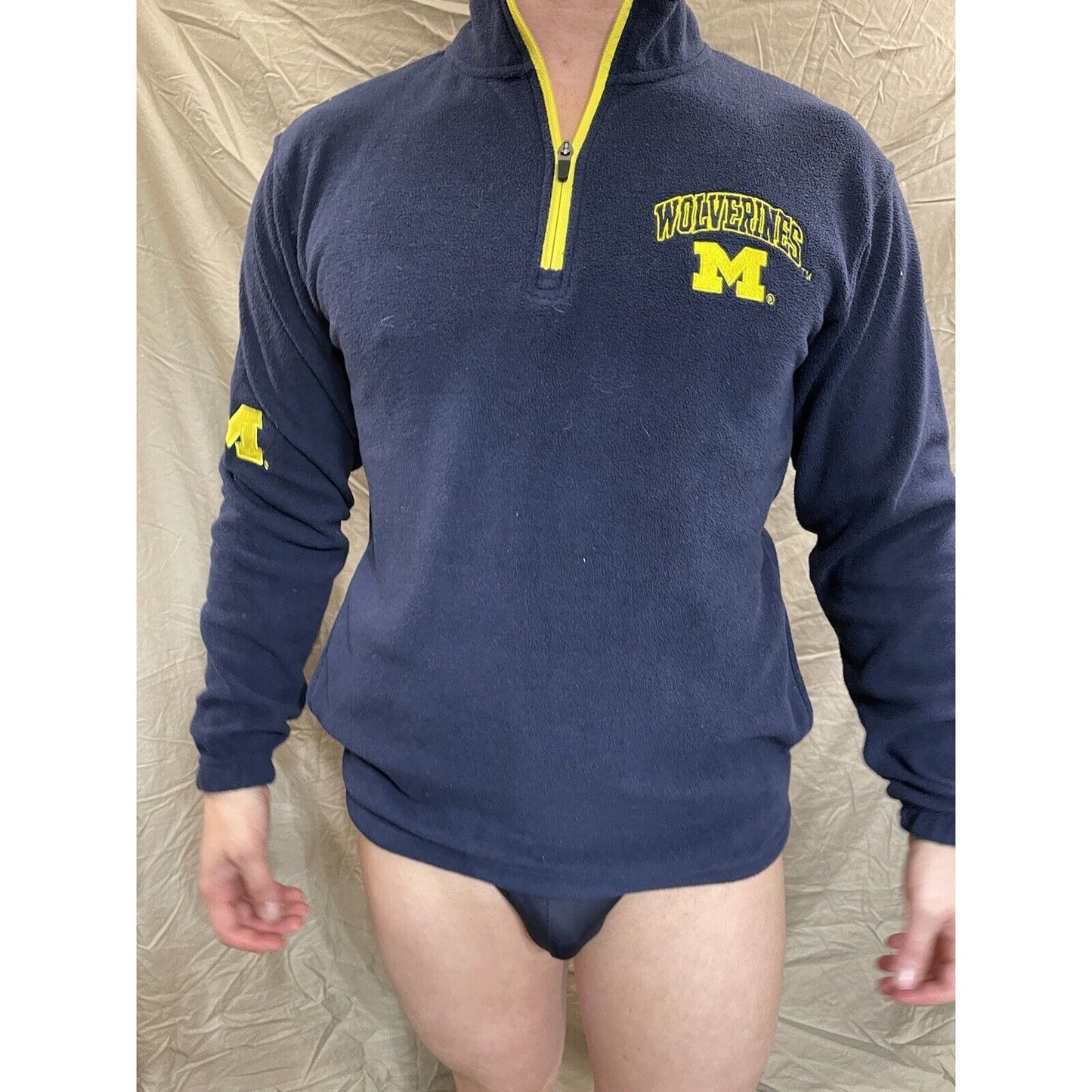 Men's Small Knights Apparel Michigan Wolverines Navy Blue quarter zip pullover
