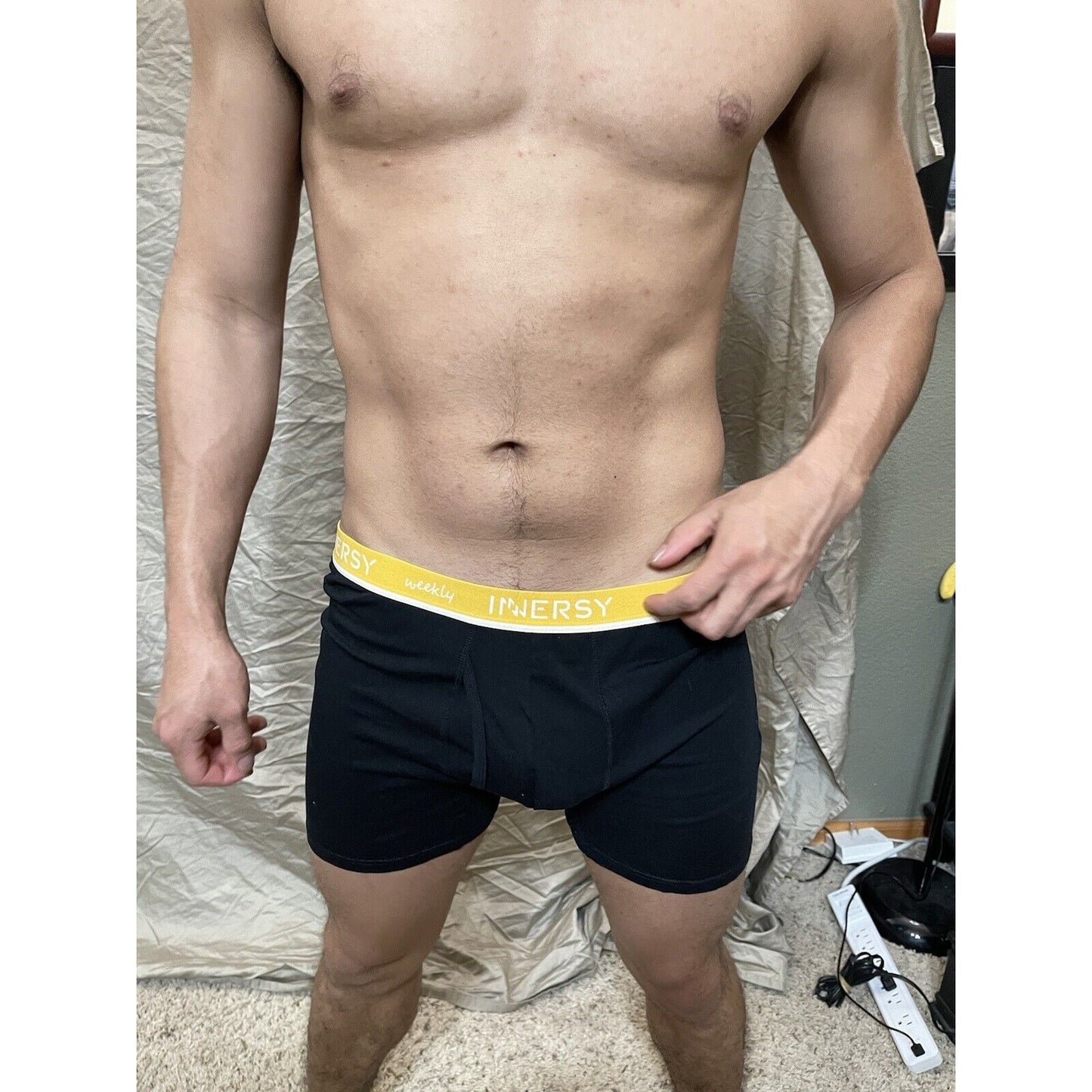 men's black large inersy weekly yellow back boxer briefs