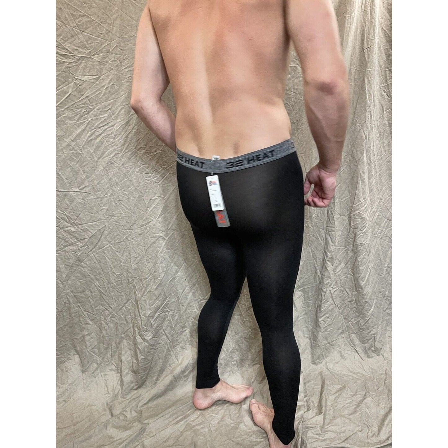 men's 32 degree heat black base layer long underwear leggings Medium