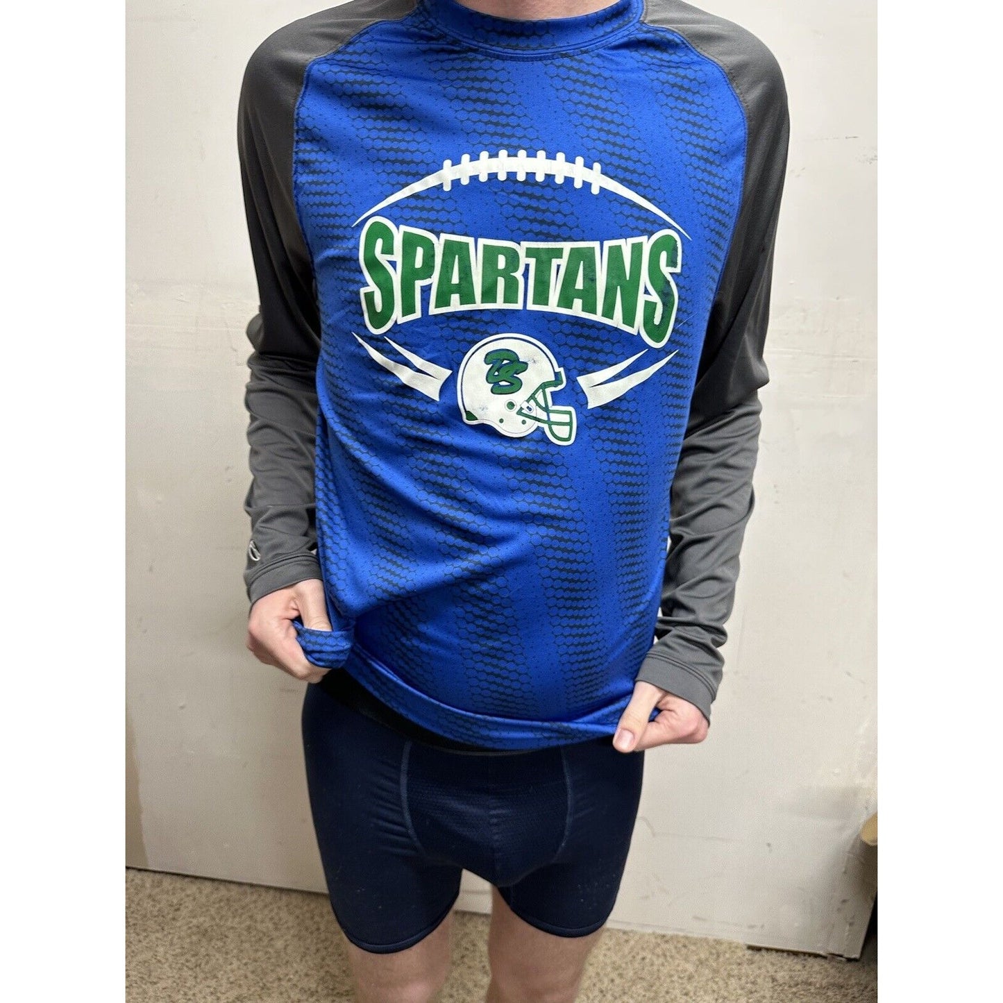 men’s doherty spartans football long sleeve pullover shirt adult large colroado