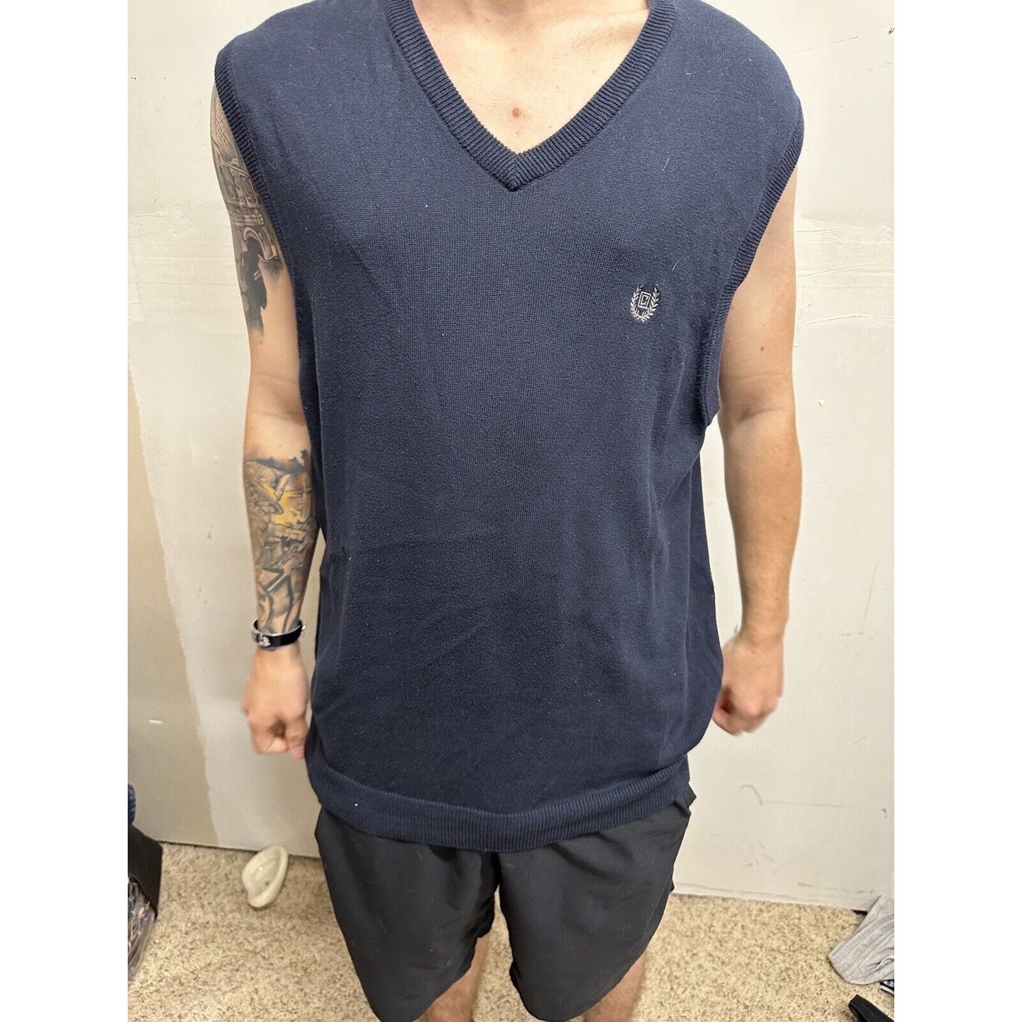 Men’s Dark Blue Sleeveless Medium Sweater Vest