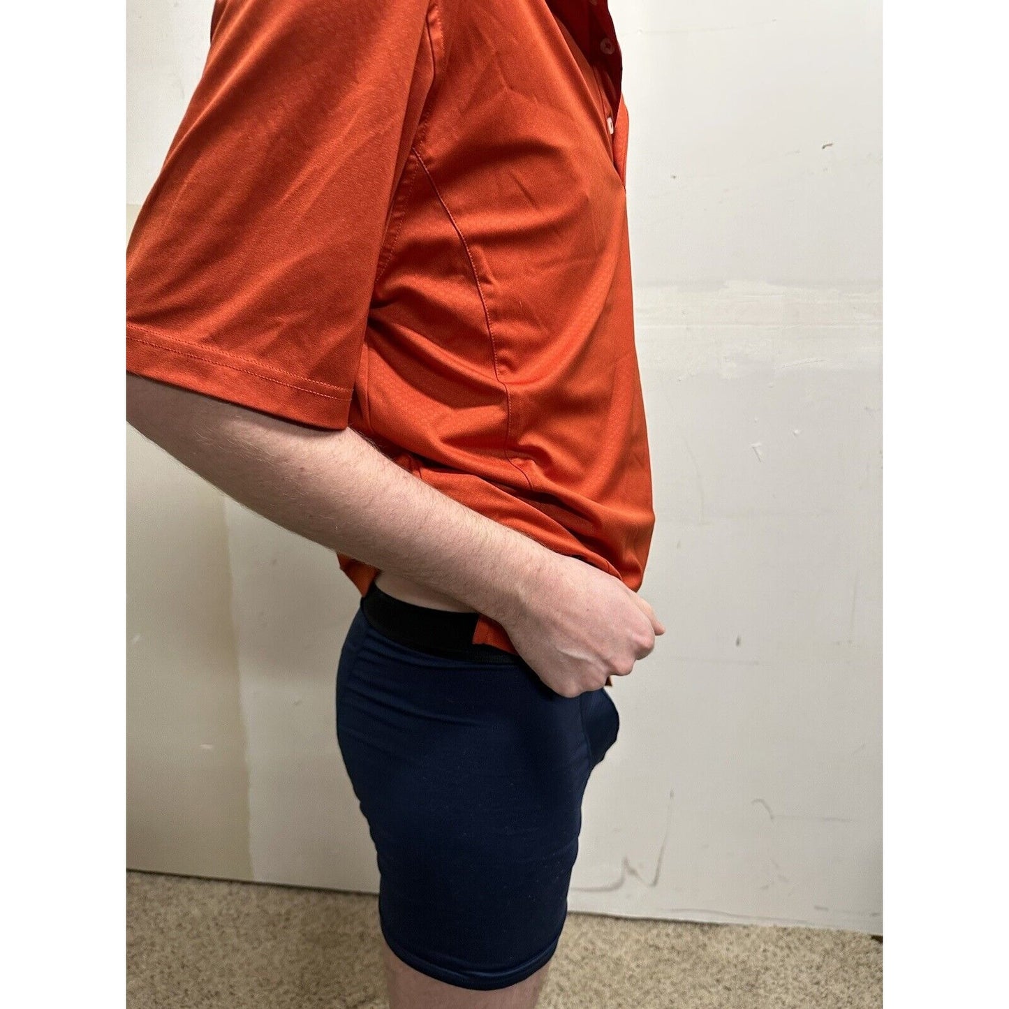 Greg Norman For Tasso Ella Play Dry Orange Medium Polo Shirt Short Sleeve
