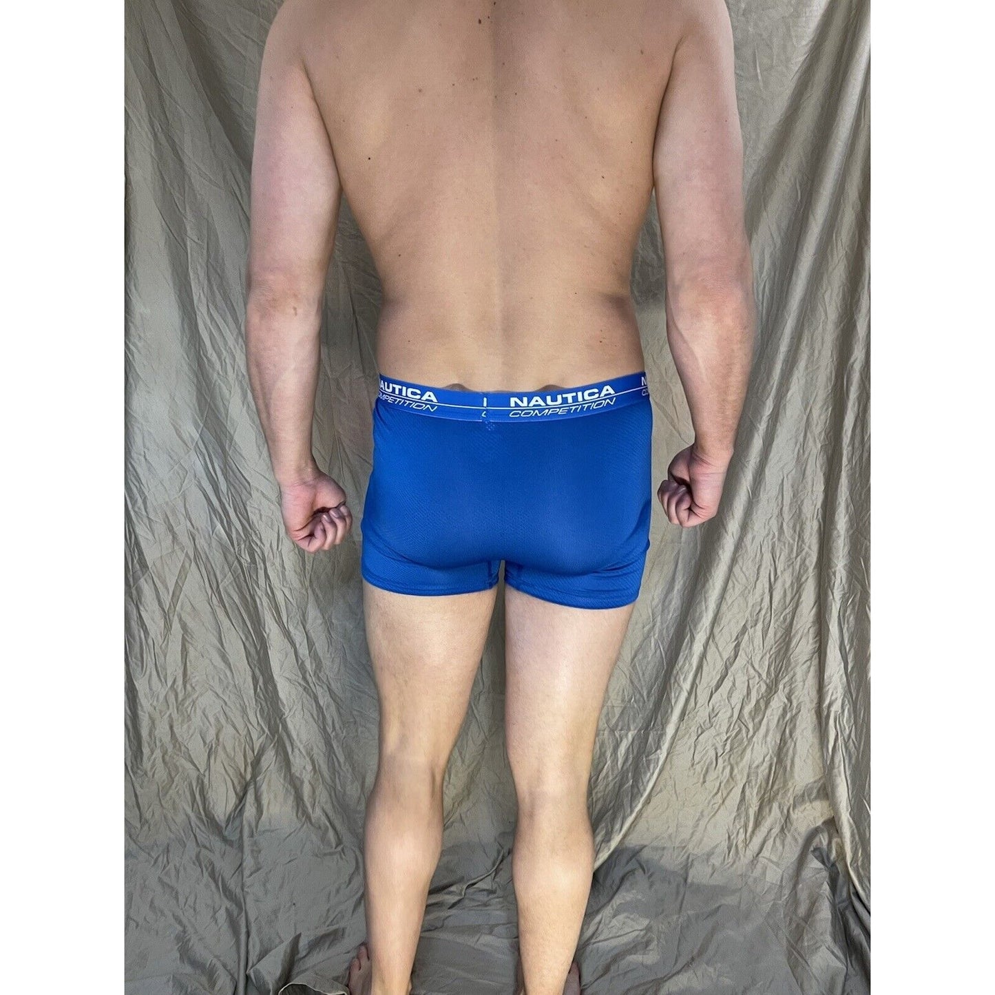 men's nautica large blue competition mesh compression boxer briefs