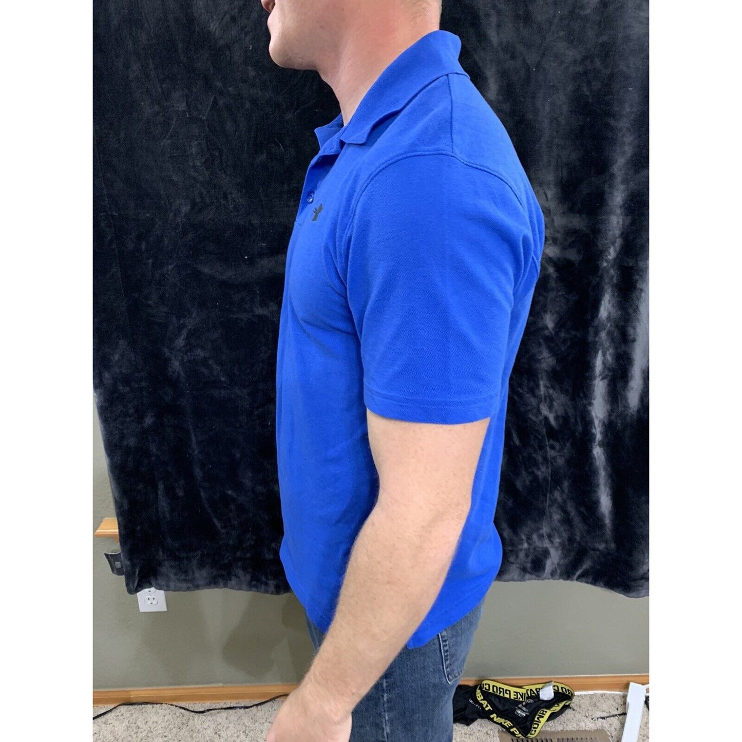 Men's Under Armour Loose Heat Gear Stretch S/S Polo Shirt Royal Blue Size Large