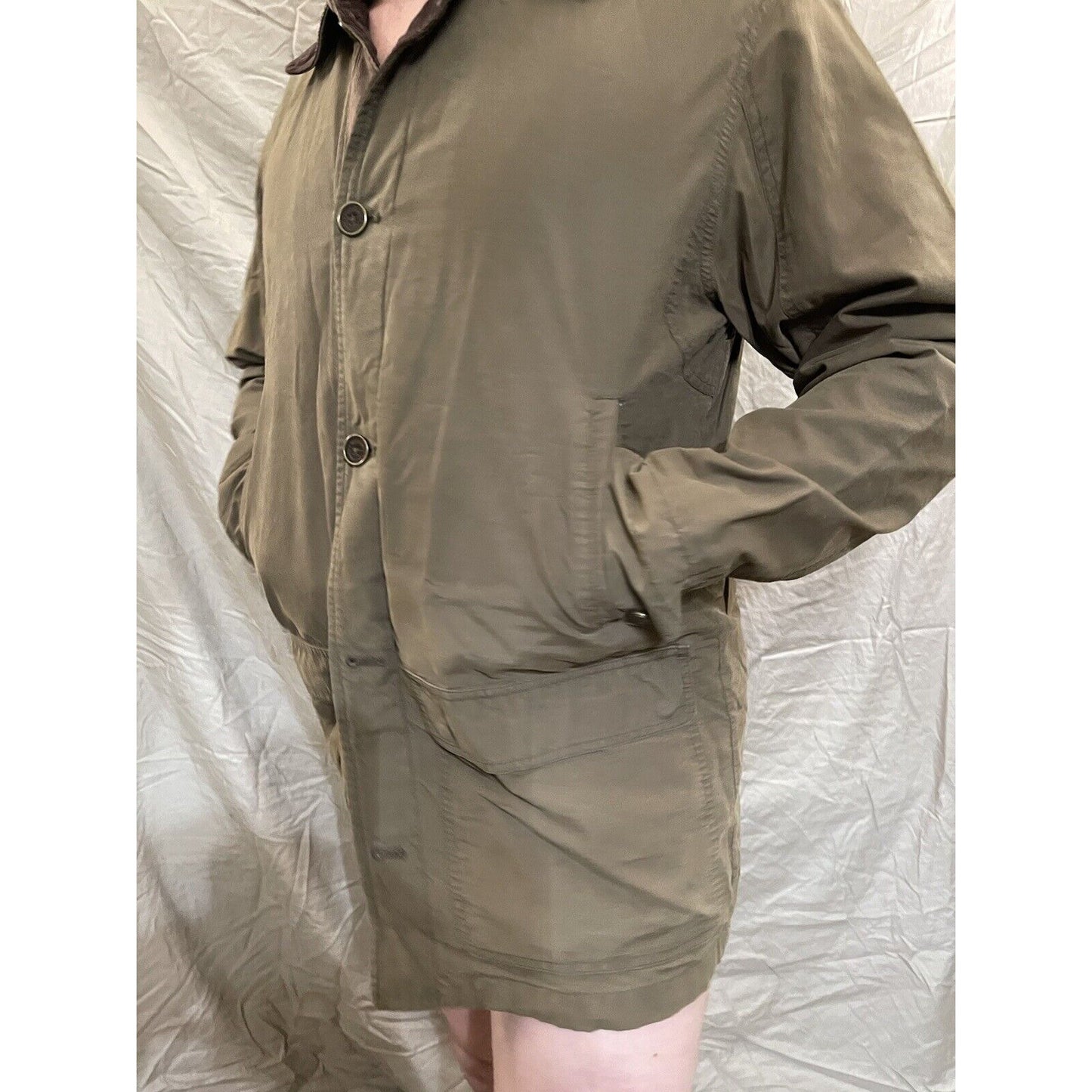 Men's Eddie Bauer button up jacket brown corduroy Medium