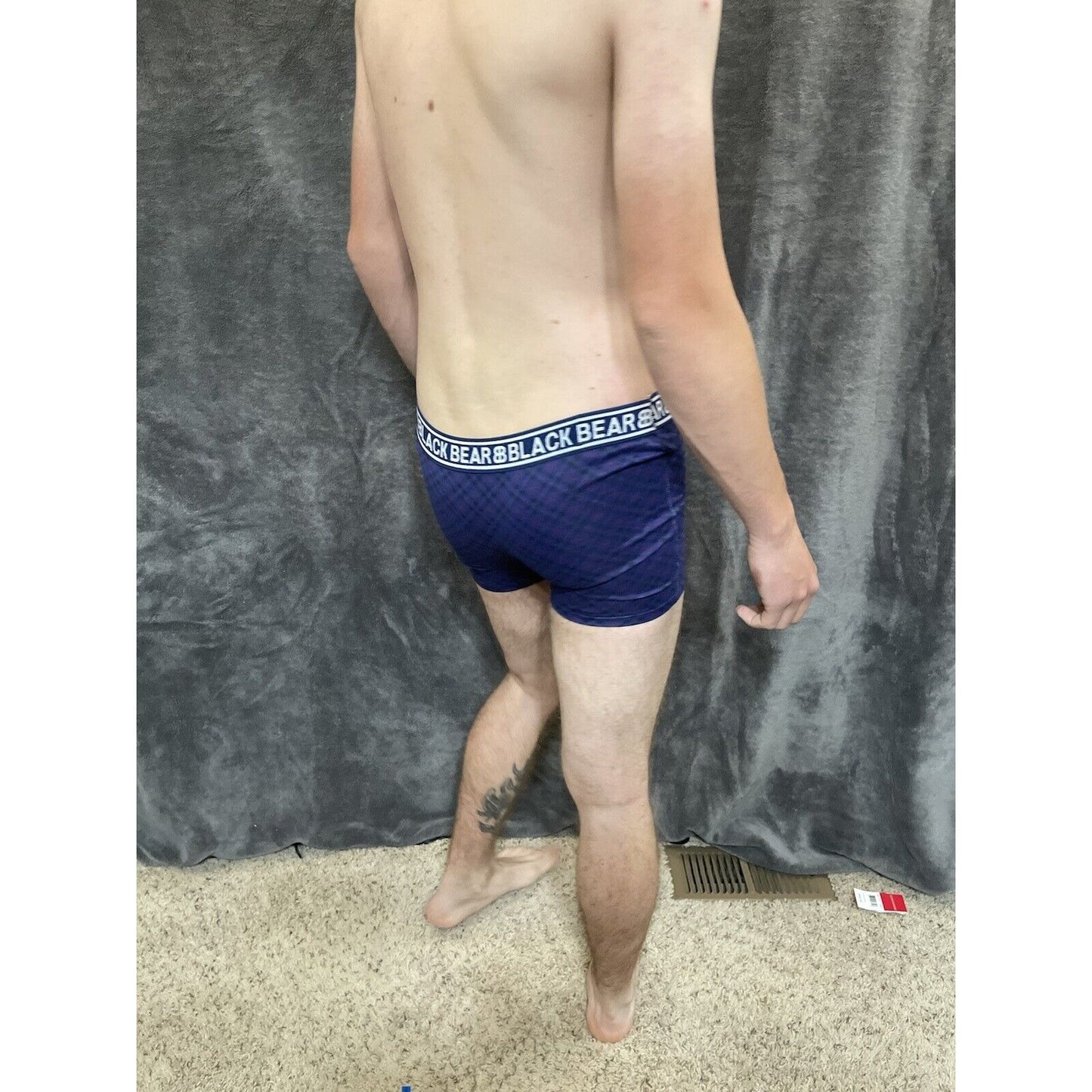 men's medium athletic trunk style black bear boxer brief Blue, Black, Red Plaid