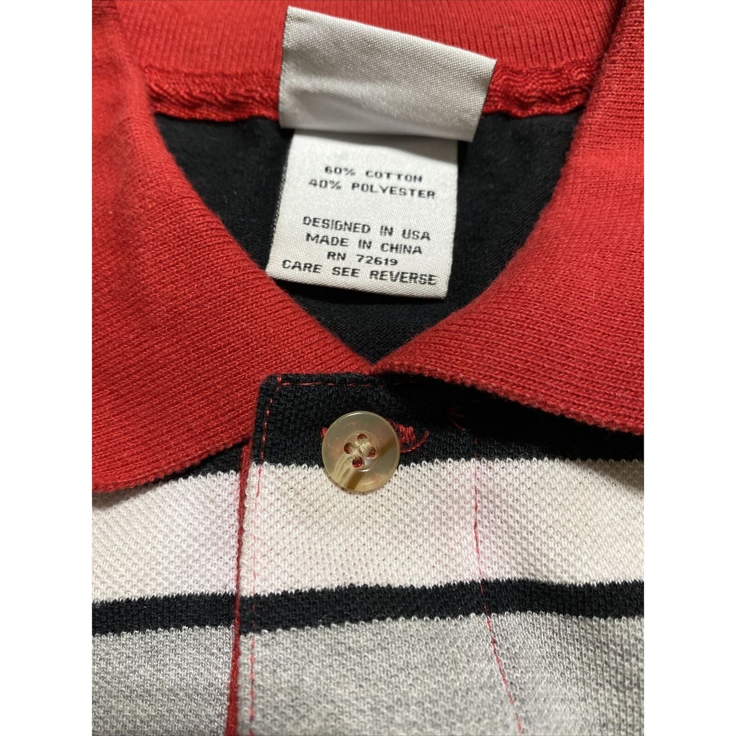 Beyond the Limit Men’s Large Red White & Black Stripes Cotton Blend Polo Shirt