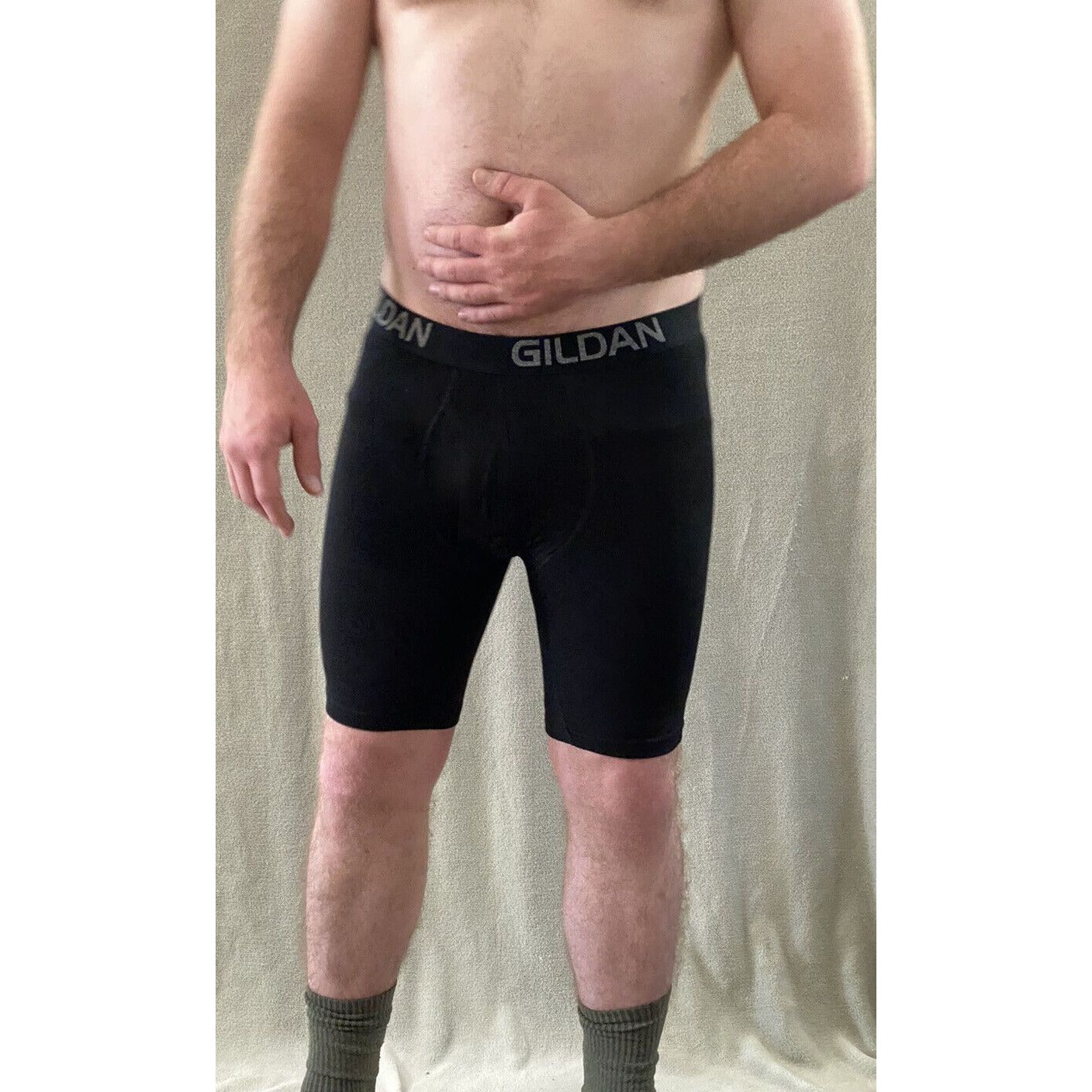 Gildan Men’s Medium (32-34) Black Cotton-spandex Boxer Briefs Underwear