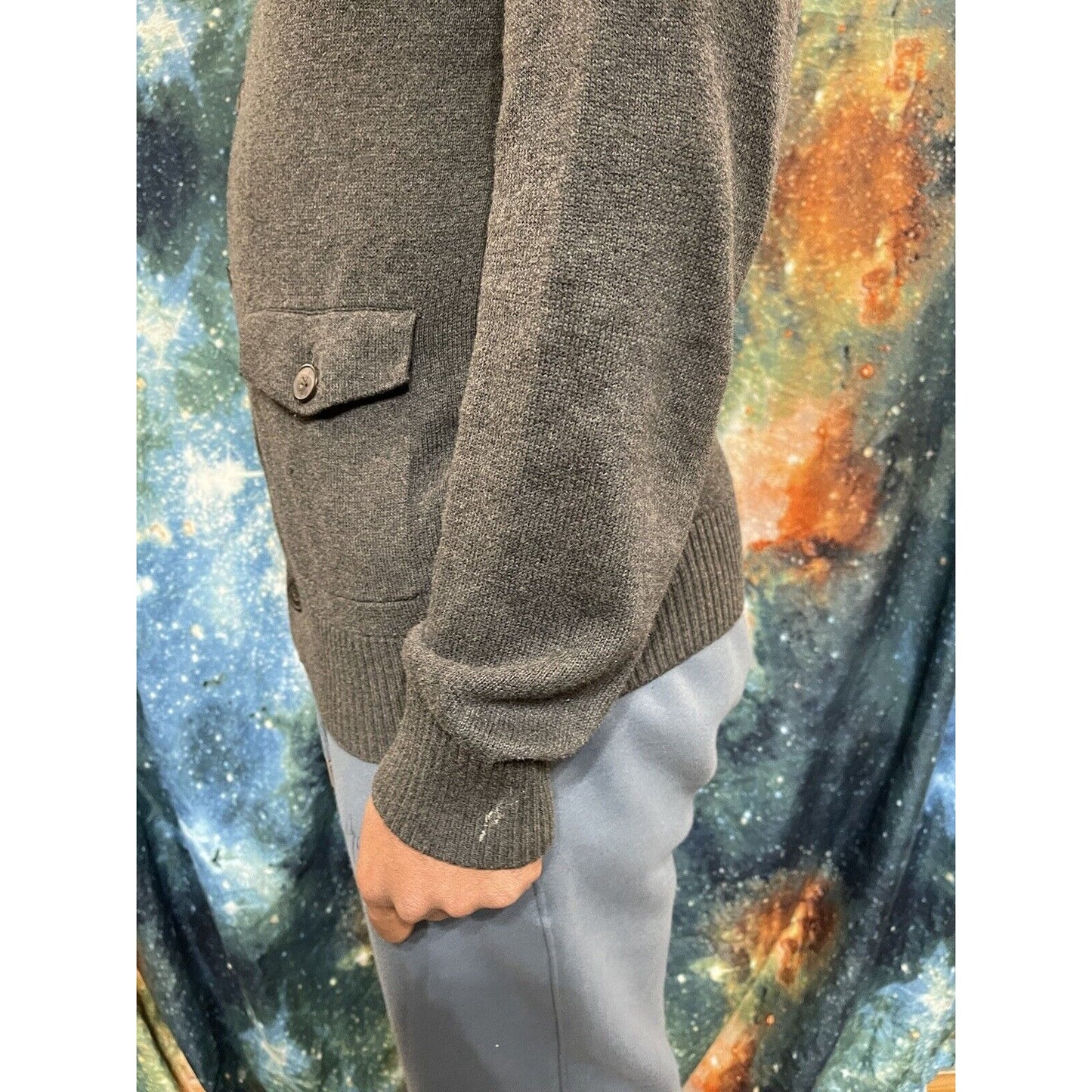 Men’s Banana Republic Medium Button up sweater long sleeve gray