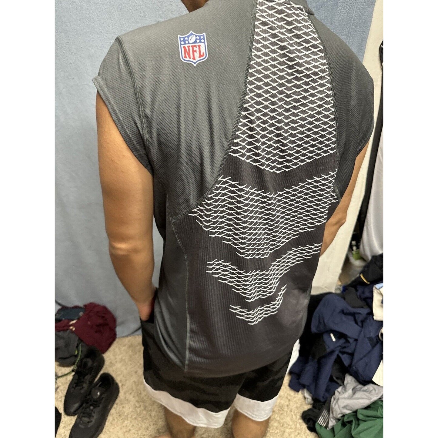 Men’s NFL On Field Apparel Muscle Shirt Gray New York Jets Shirt Large