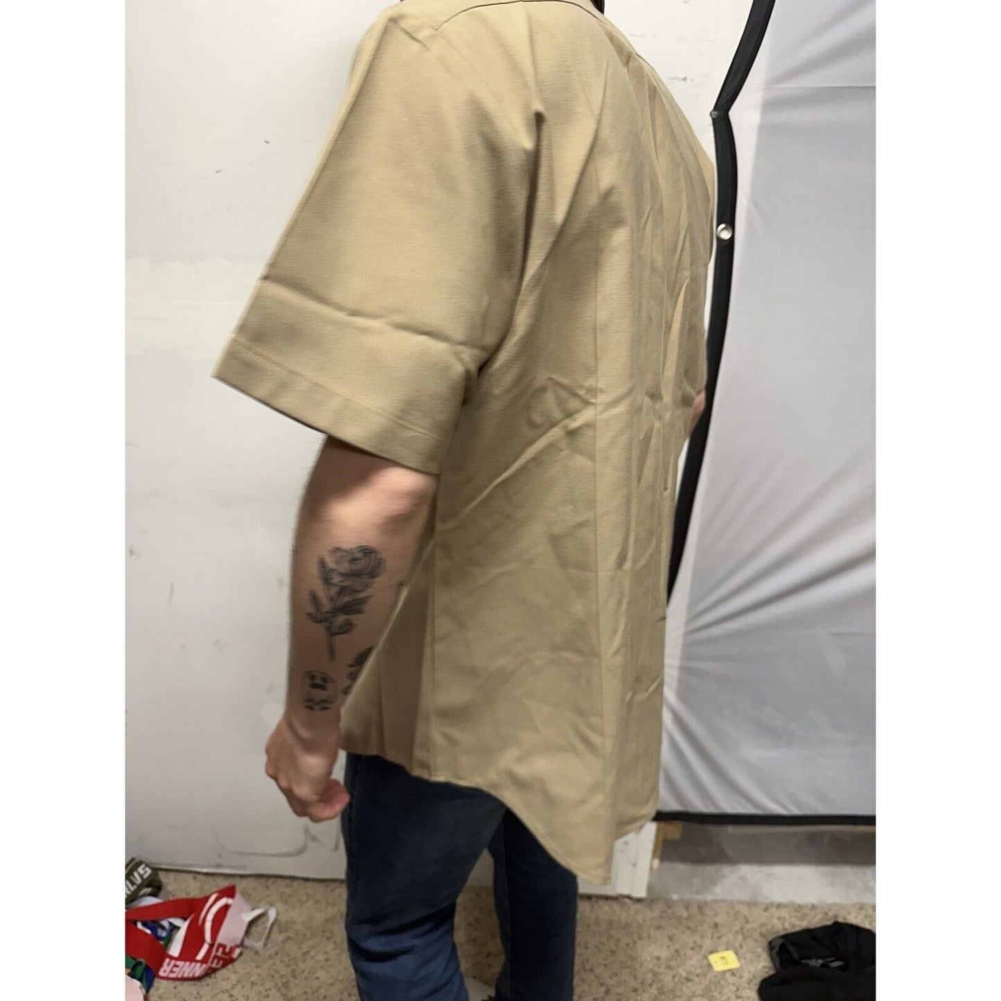 Men’s Military Usmc Flying Cross Large Button Up Uniform Khaki Shirt