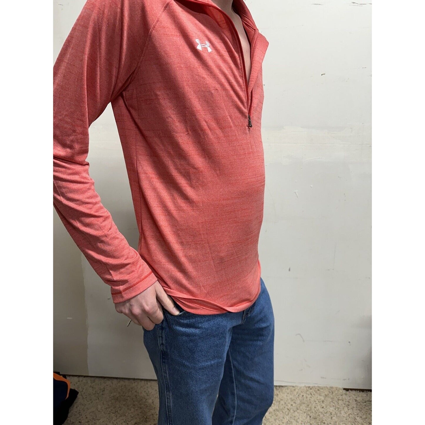 men’s loose under armour quarter zip long sleeve corral pullover shirt Large