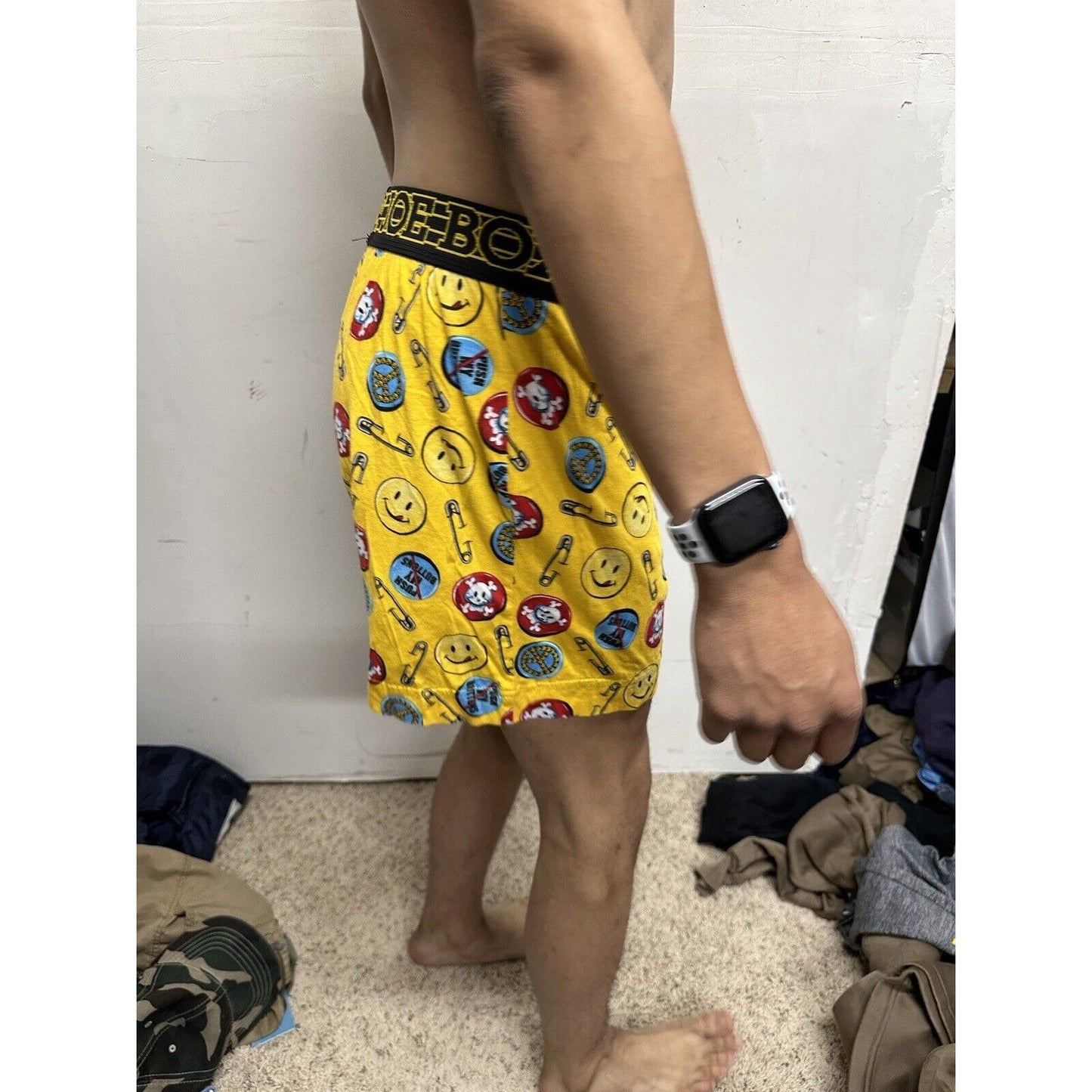 Men’s Medium Yellow Joe Boxer Shorts Smiley Face Emoticon