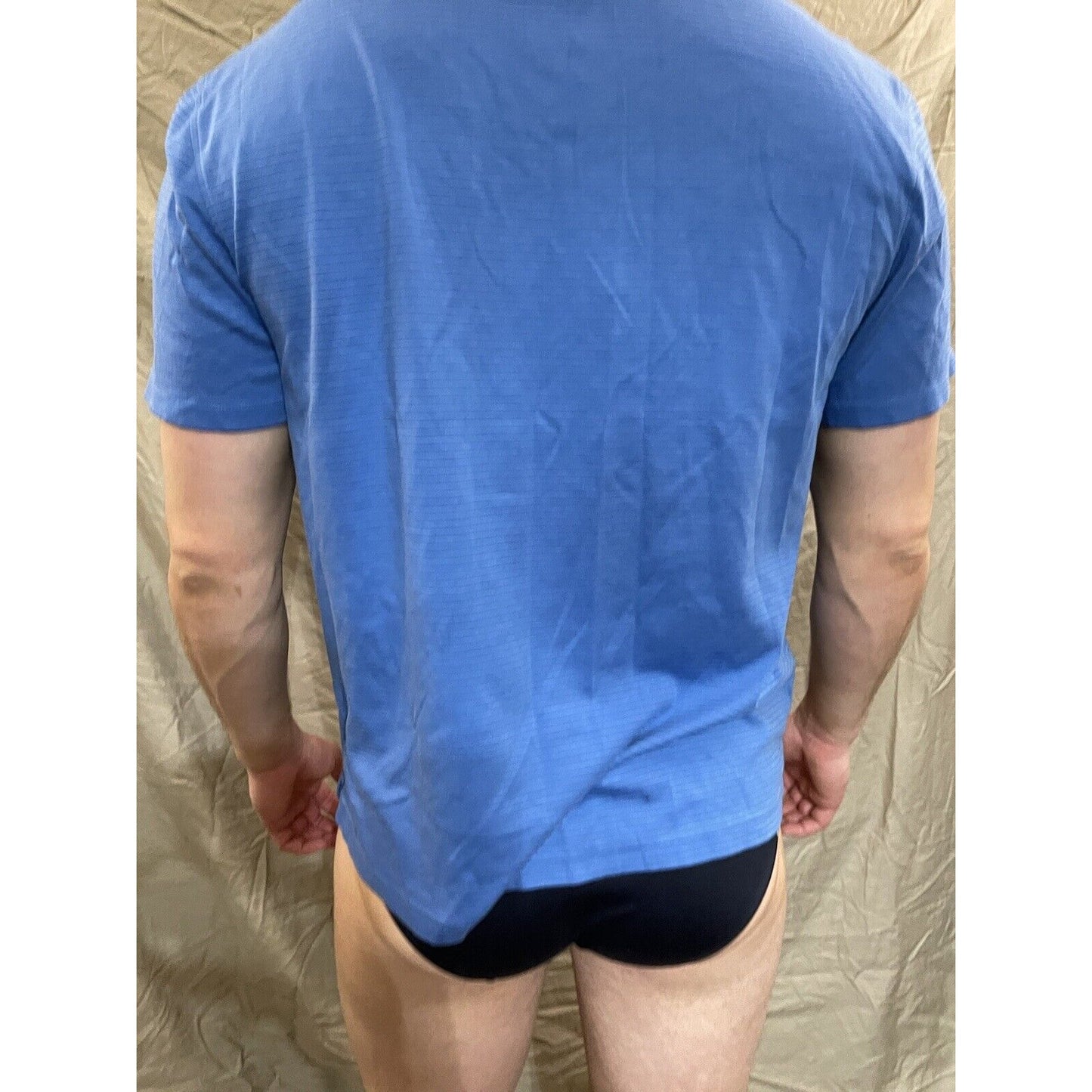 Men's Blue Striped Calvin Klein polo shirt short sleeve XL