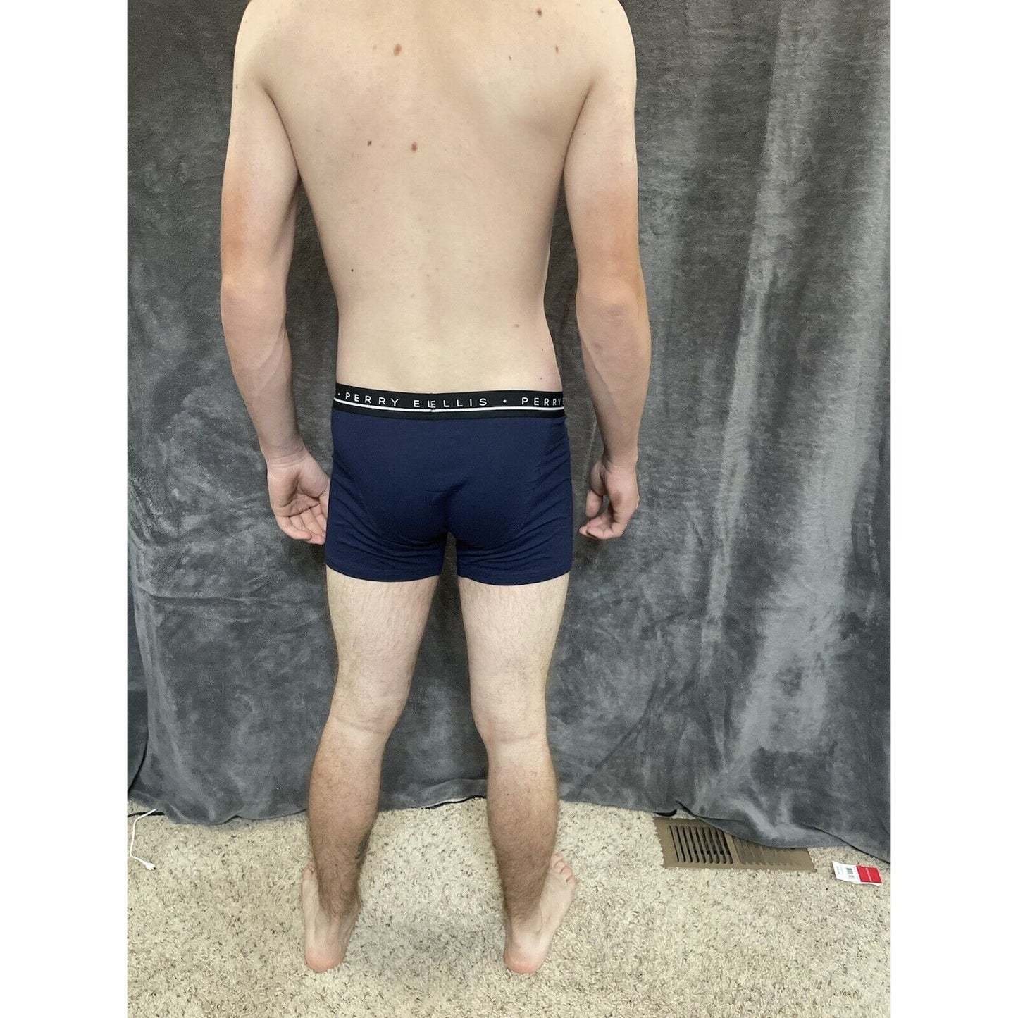 men's Medium perry ellis dark blue compression boxer brief 5% spandex