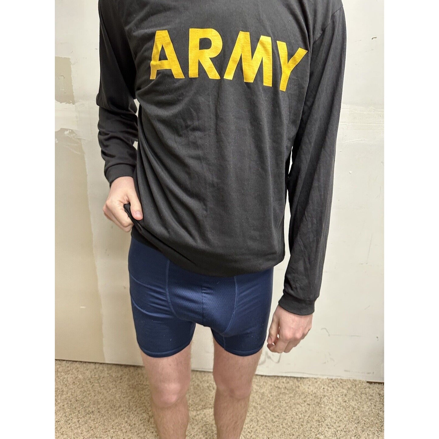 army physical fitness uniform medium long sleeve black poly APFU