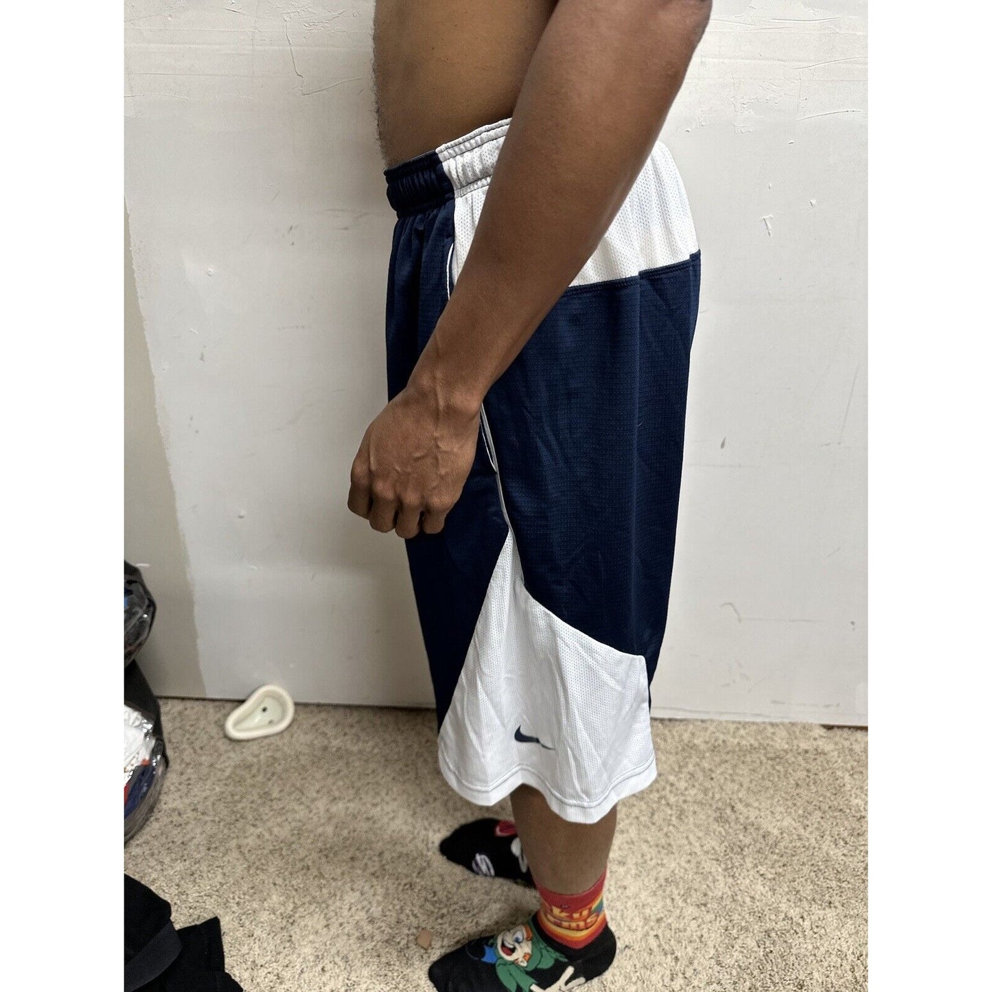 Men’s Nike Dri Fit Large Athletic Shorts Dri-fit Blue White With Pockets