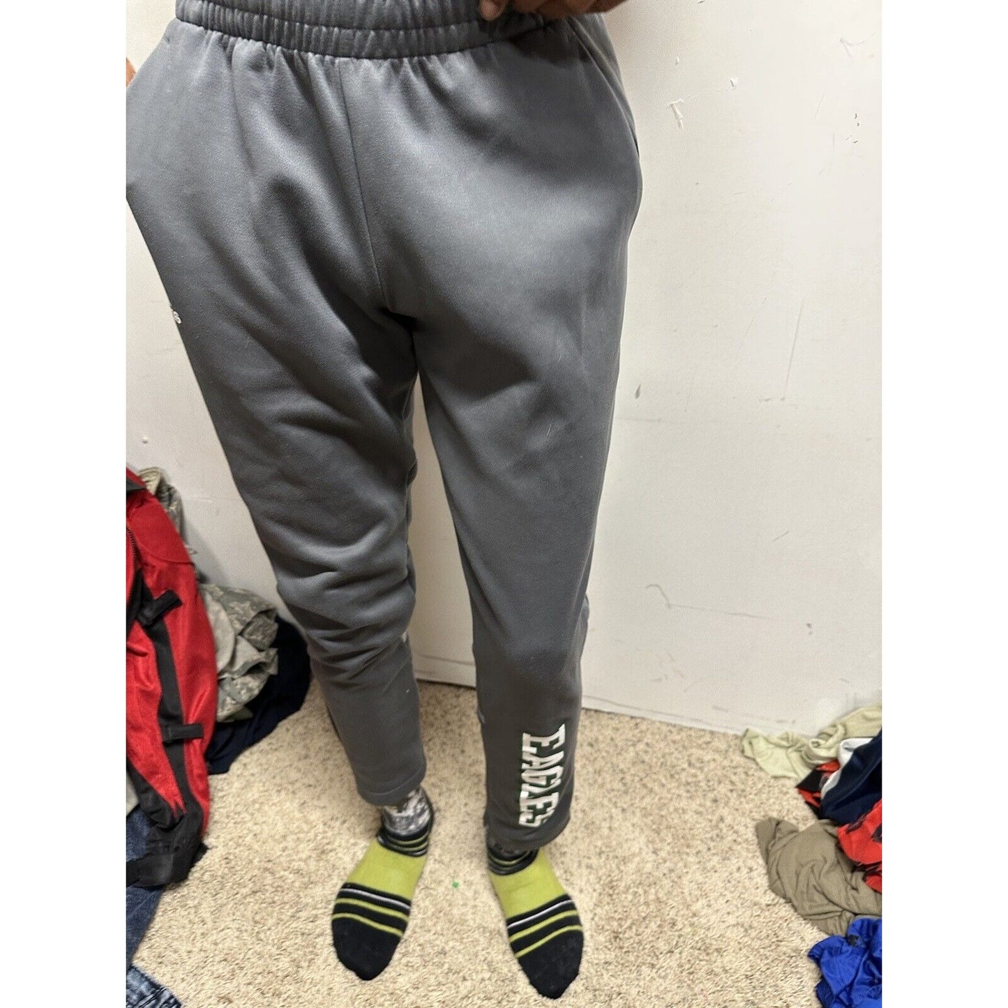 Men’s Adidas Gray Eagles Sweat Pants Fits Small Listed As Medium