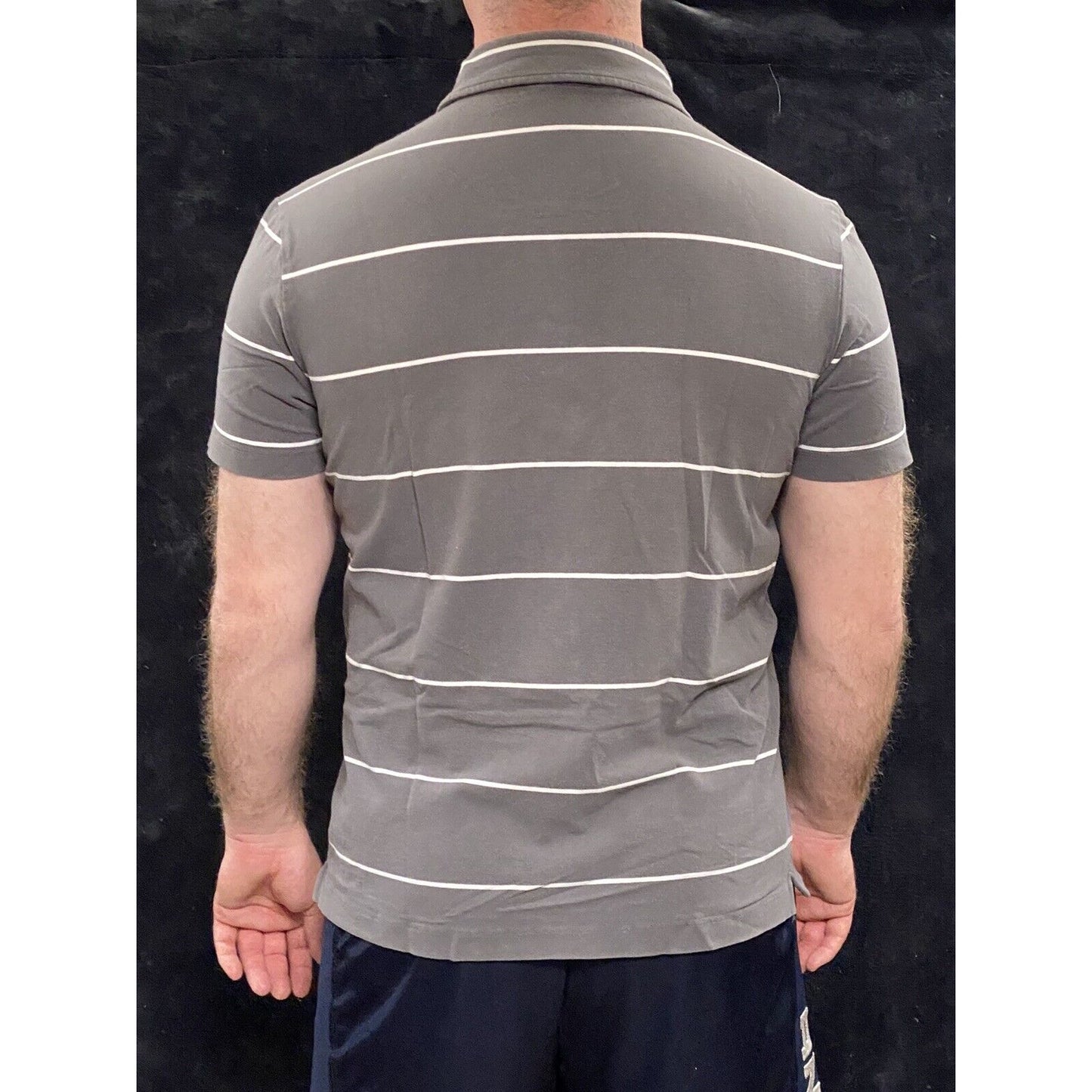 Express Design Studio Men’s Large Gray Stripes Cotton Stretch Polo Shirt