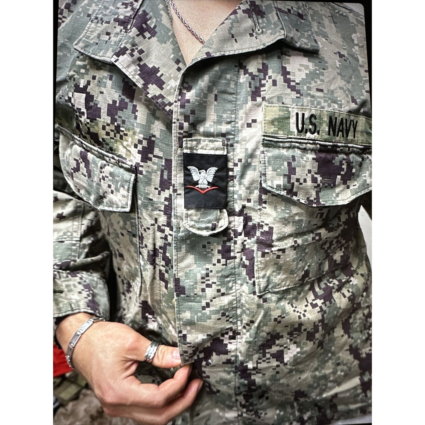 Men’s US Navy Medium XX-Short Camo Top Uniform Blouse