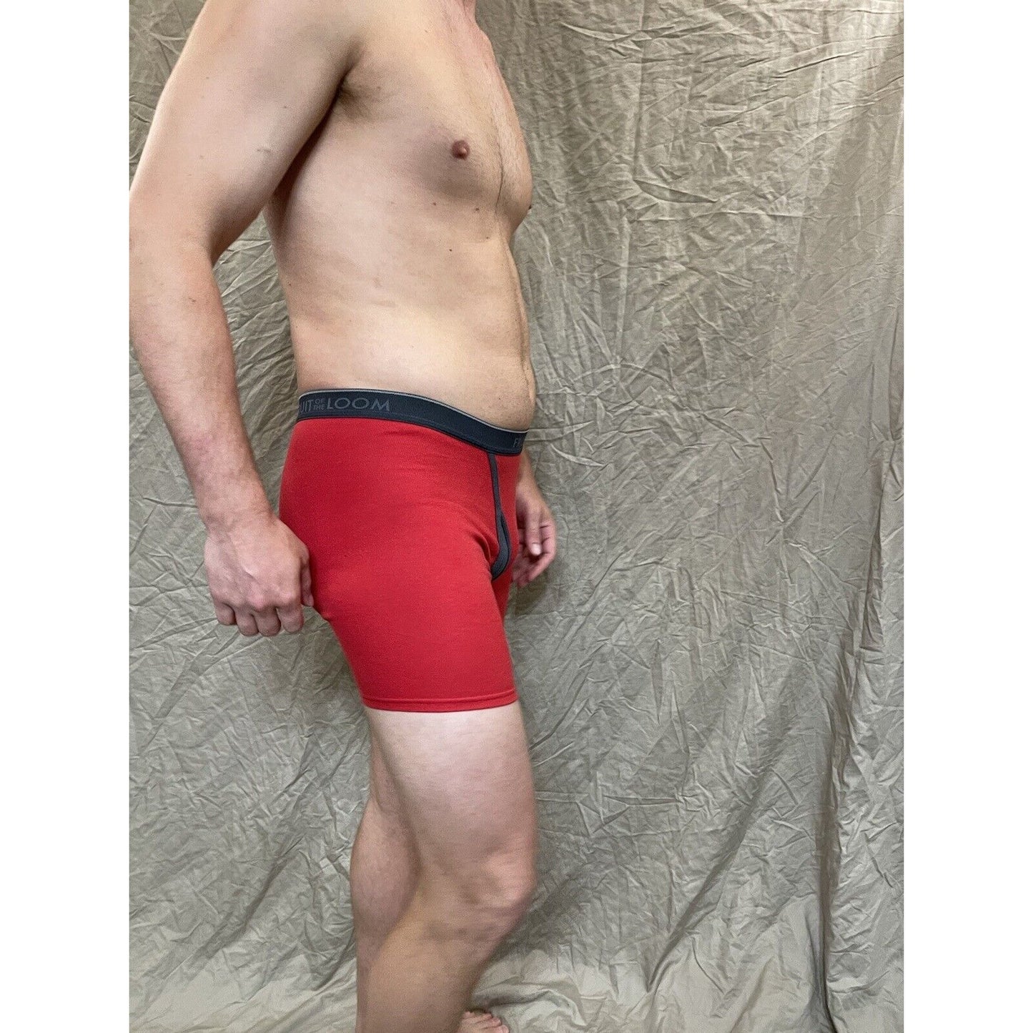 men's red fruit of the loom cotton boxer brief Small