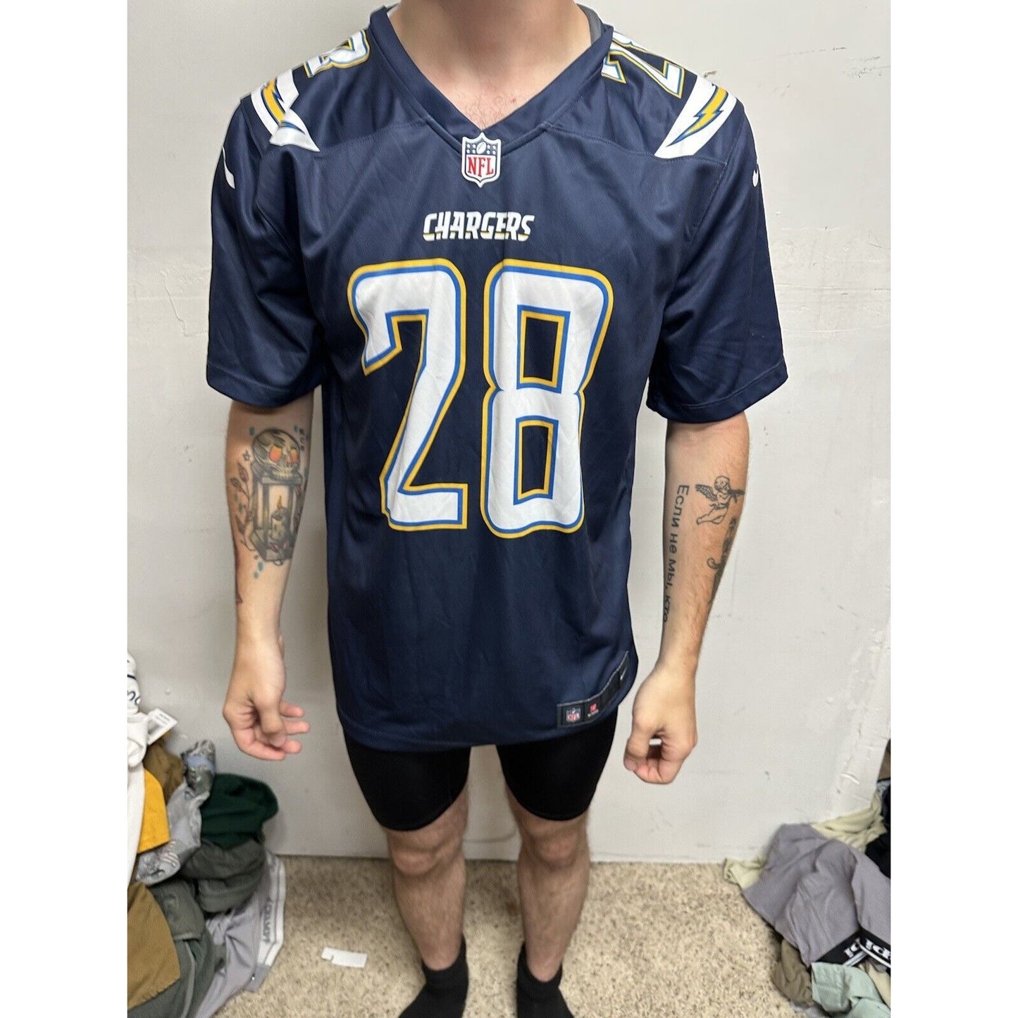 Men’s NFL Players Chargers Large 28 Gordon III Nike Dri Fit Jersey Onfield