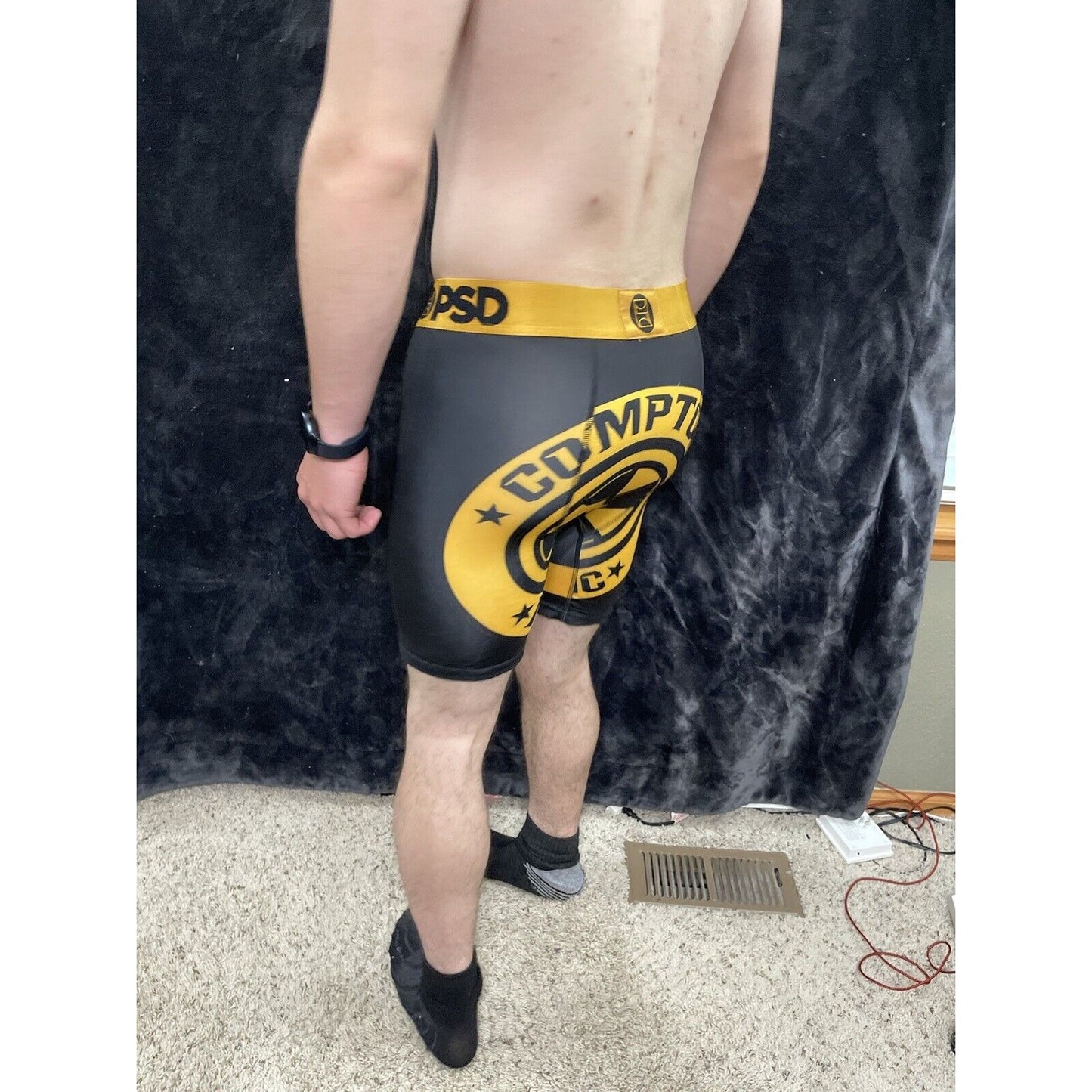 PSD Men’s Large Compton Magic Logo New Black And Gold Boxer Briefs