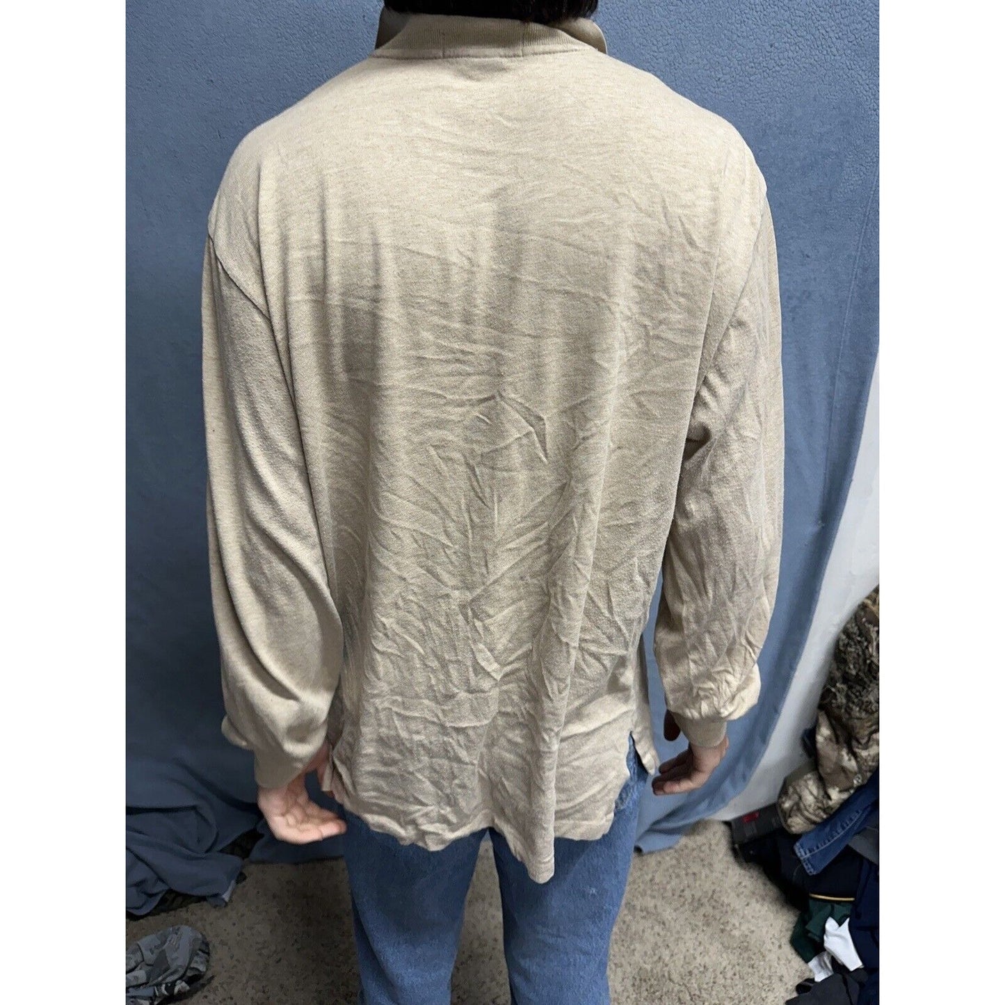 Men’s Tan Polo By Ralph Lauren Long Sleeve Large Long Sleeve Pullover Shirt