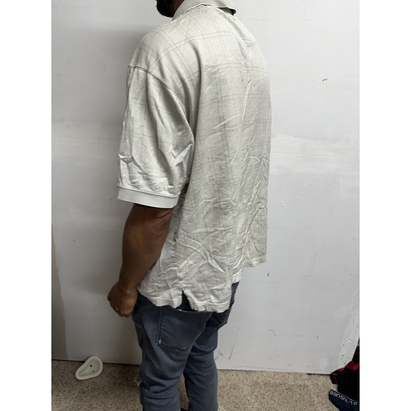 Men’s Beige Geoffrey Beene Large Polo Shirt Double mercerized