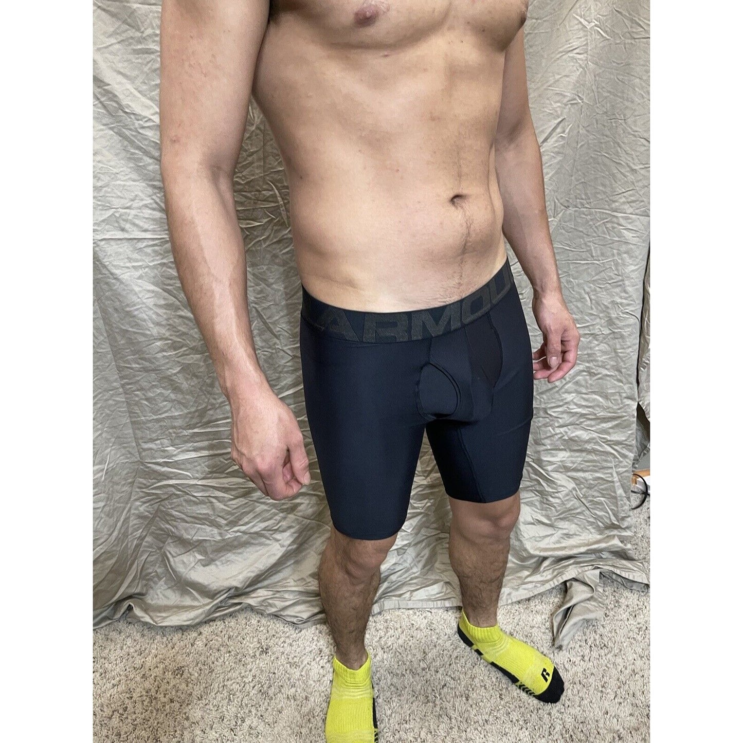 men's black under armour small compression boxer shorts