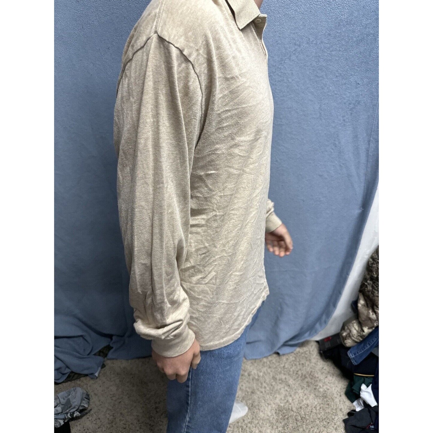 Men’s Tan Polo By Ralph Lauren Long Sleeve Large Long Sleeve Pullover Shirt