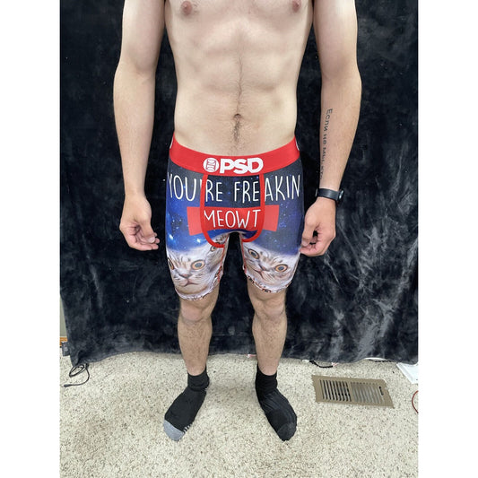 PSD Underwear Men's Freakin Meowt Printed Boxer Briefs Medium New
