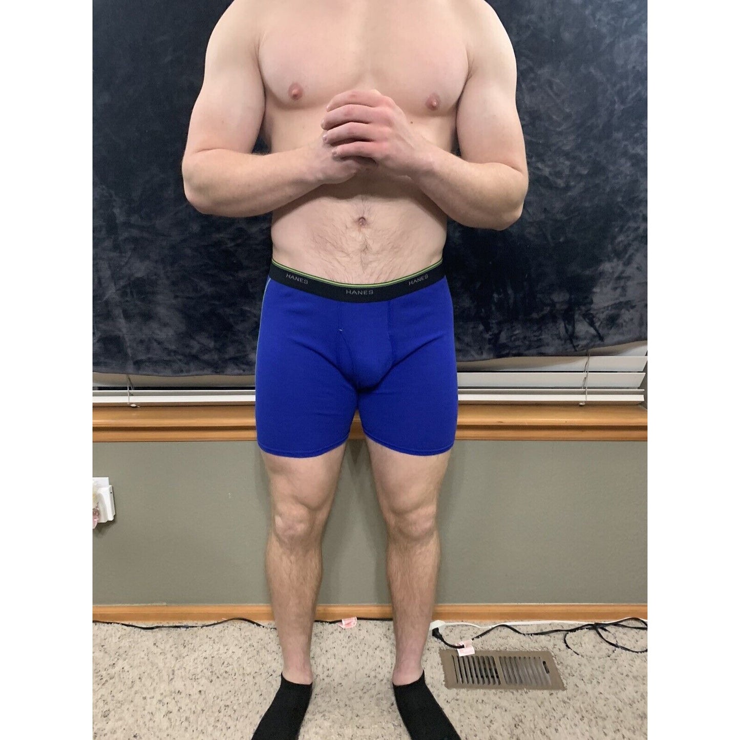 Men’s Hanes Comfort Flex Royal Blue Black Band Boxer Briefs