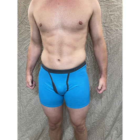 men's Aqua Blue fruit of the loom cotton boxer brief Small