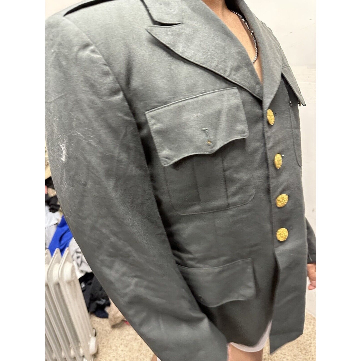Men’s US Army Coat Jacket Uniform Top Service Dress Green 37R