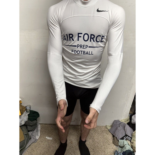 Men’s White Nike Pro Compression Hyper Warm Air Force Prep Football Shirt