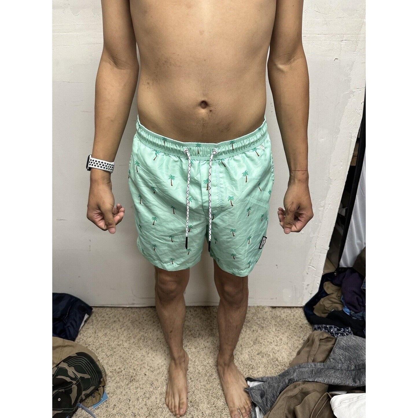 Men’s American Eagle Green Palm Tree Swim Trunks Small