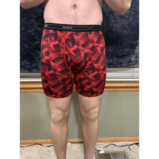 Hanes Men's X-Temp Comfort Cool Boxer Briefs, Red/Black Moisture Wicking Large