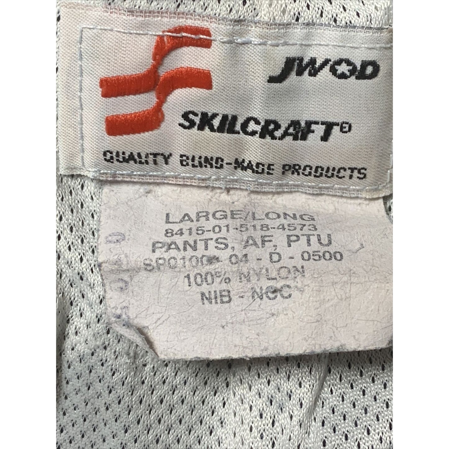 JWOD Skilcraft AF-PTU Nylon Workout Pants Men's Size Large/long Made In USA